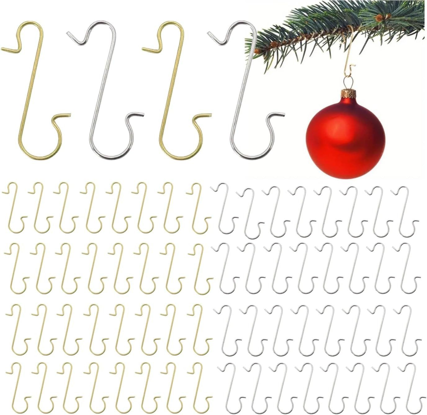 Weihnachtswunder® Christbaumschmuck 100x Haken Weihnachtsbaum Baumhaken Gold-Silber Kugelaufhänger S-Form (100-tlg), rostfrei