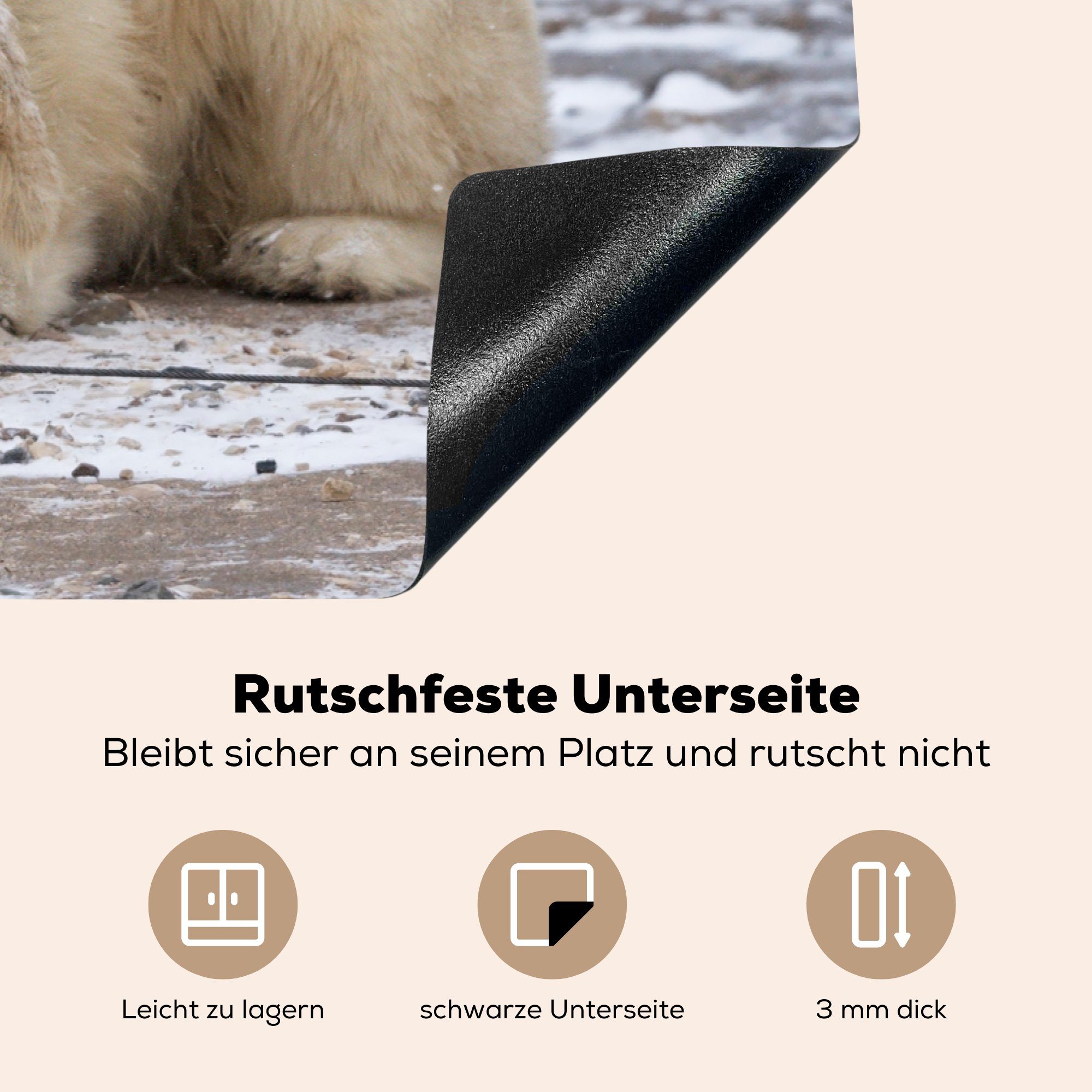 (1 cm, - - Freundschaft, Vinyl, tlg), die Herdblende-/Abdeckplatte MuchoWow Ceranfeldabdeckung 81x52 für Hund Schutz Induktionskochfeld küche, Eisbär
