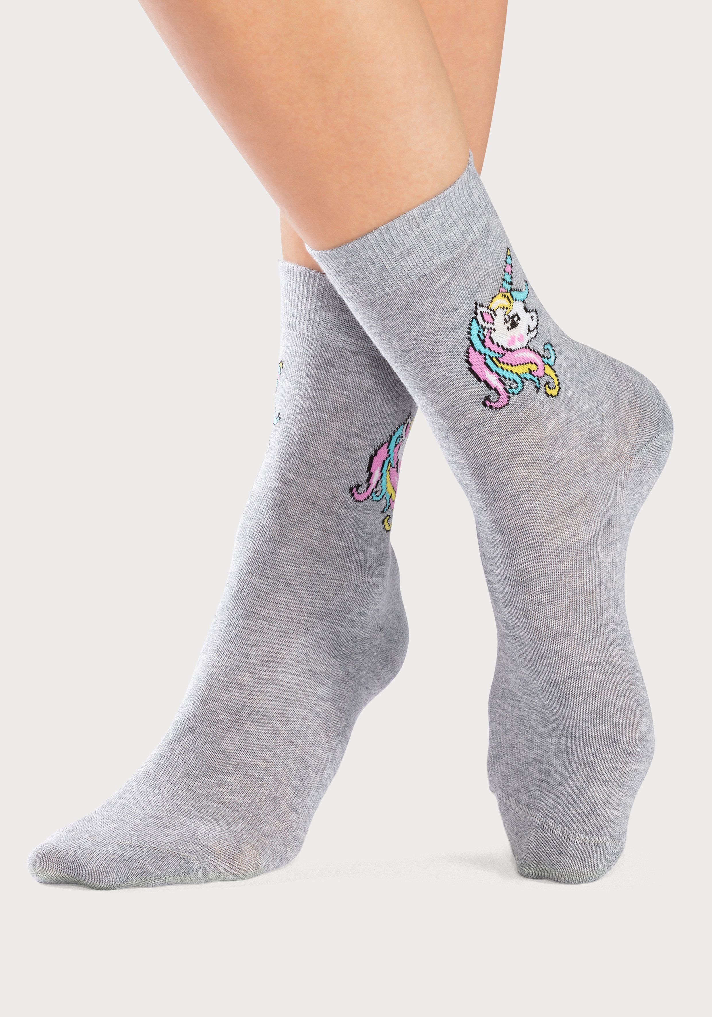 Einhorn H.I.S Motiven Basicsocken (4-Paar) mit