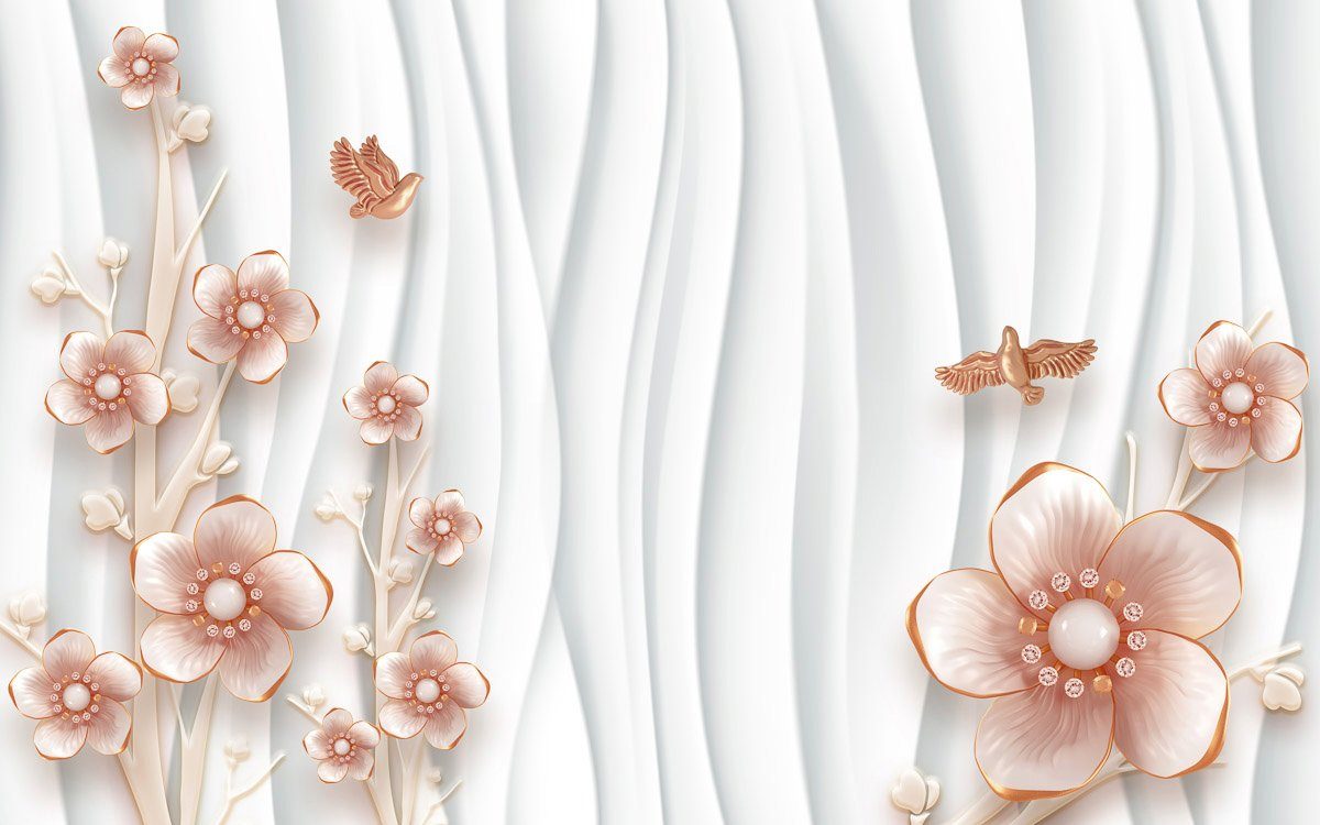 Blumen Fototapete mit Papermoon Muster