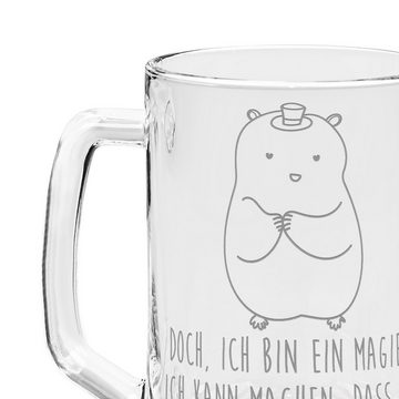 Mr. & Mrs. Panda Bierkrug Hamster Hut - Transparent - Geschenk, Bierkrug, Zylinder, Gute Laune, Premium Glas