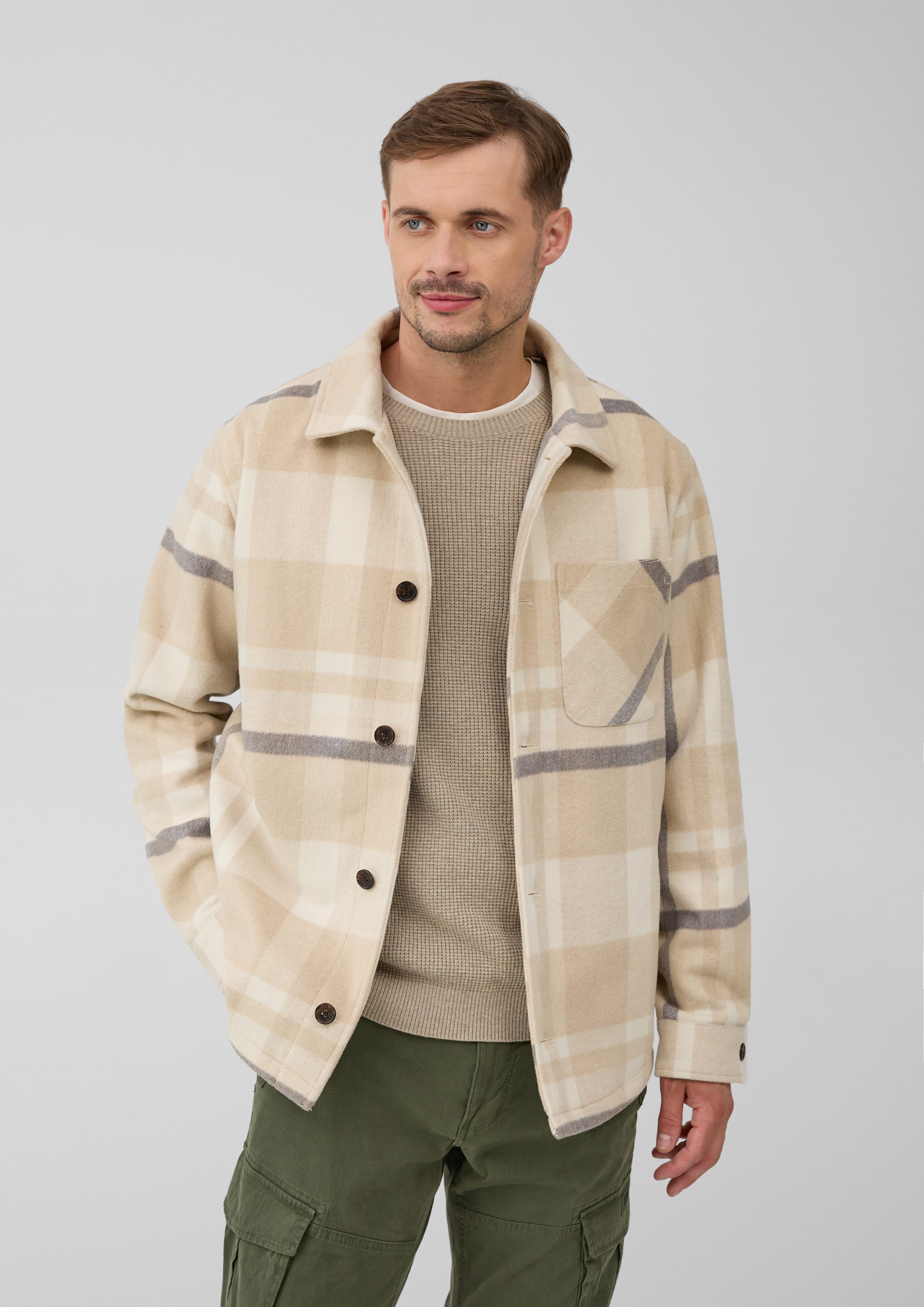 s.Oliver Allwetterjacke Kariertes Overshirt mit seitlichen günstig online kaufen