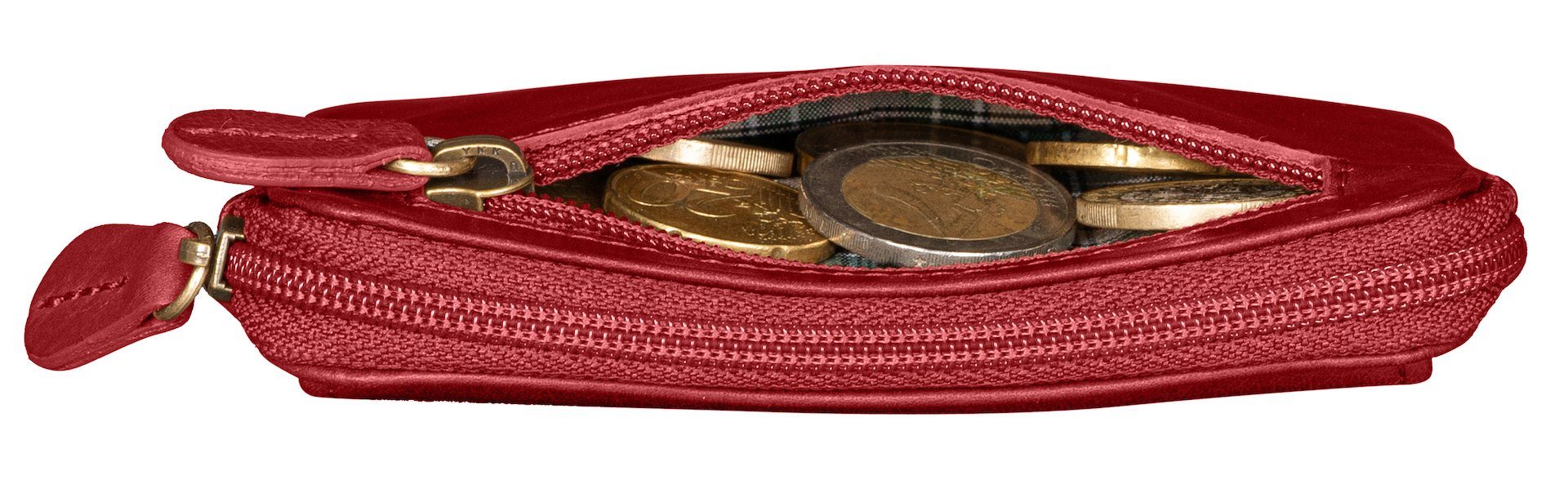 Benthill Schlüsseltasche Echt-Leder Schlüsseletui mit Kartenfach - Münzbörse mit Kleingeldfach, Kartenfächer Münzfach Reißverschlussfach – Bild 5 von 5