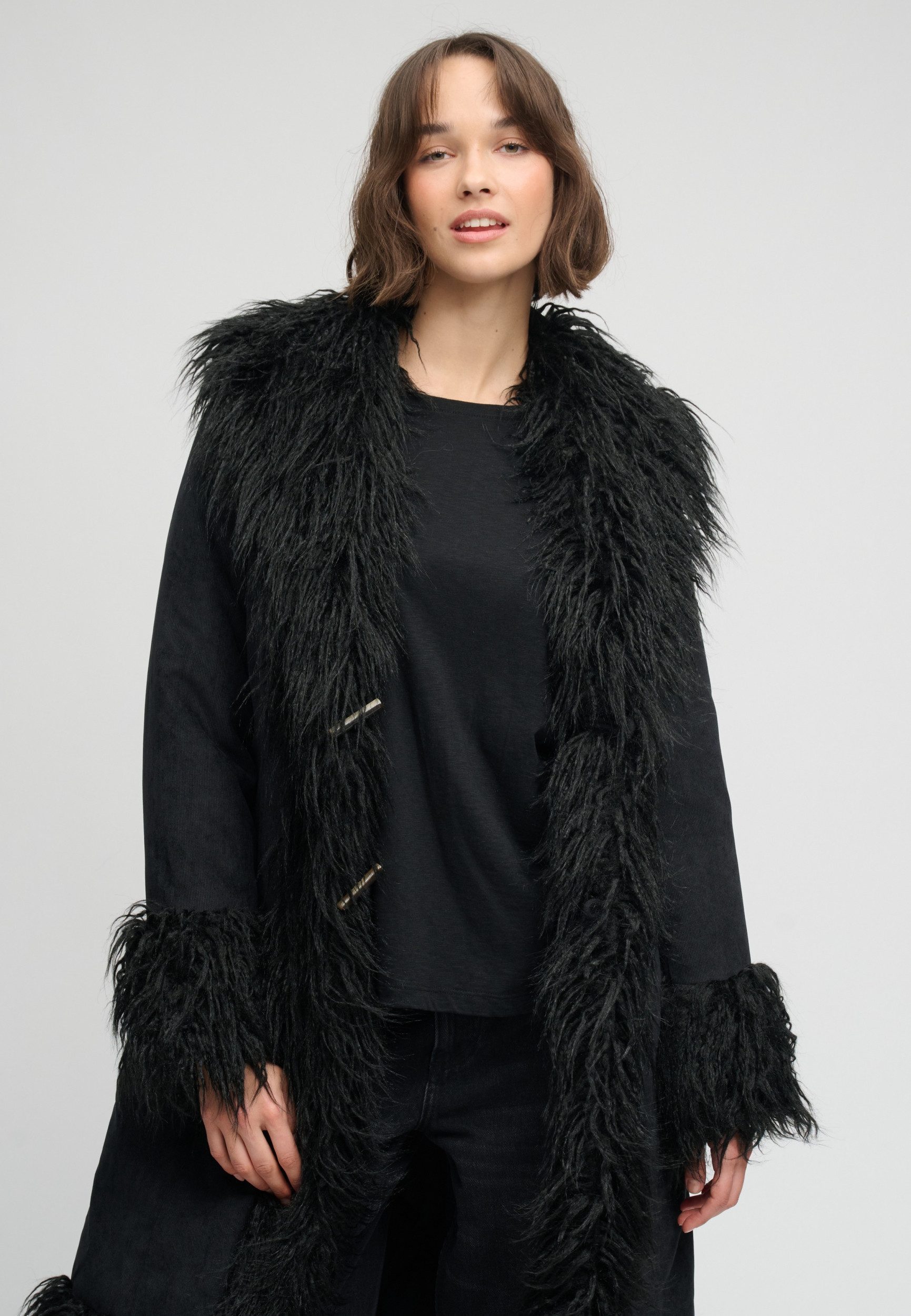 Superdry Kurzmantel LONG AFGHAN COAT Black – Bild 2 von 5