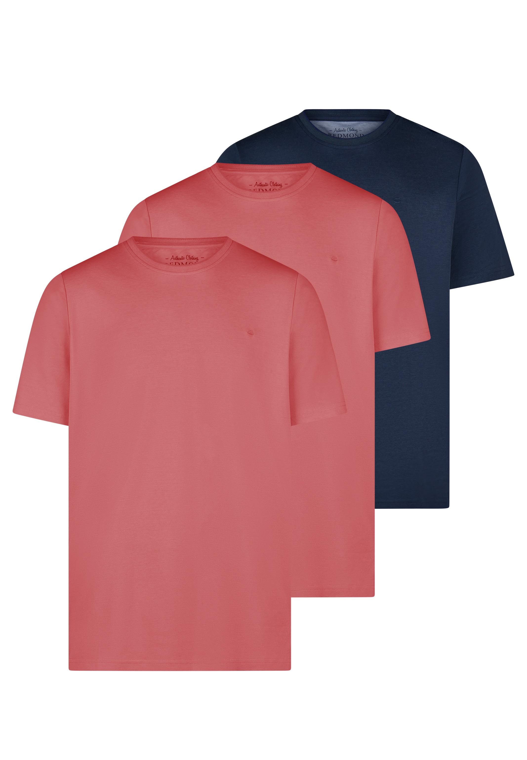 Redmond T-Shirt 3er Pack Basic (Spar-Set, 3-tlg) T-Shirt - Baumwolle - Atmungsaktiv - Klassisches Basic für jeden Tag