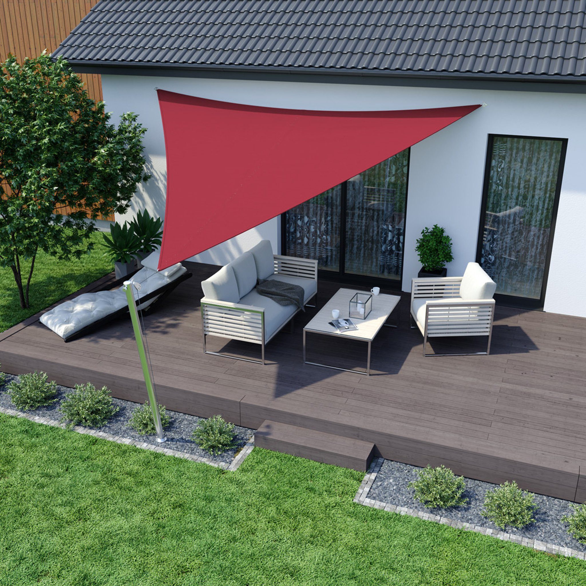 jarolift Sonnensegel Sonnensegel 3x3x3m dreieckig weinrot UV-Schutz wasserabweisend, (1-tlg), Dreieckiges Sonnensegel mit UV-Schutz und stabiler Verarbeitung
