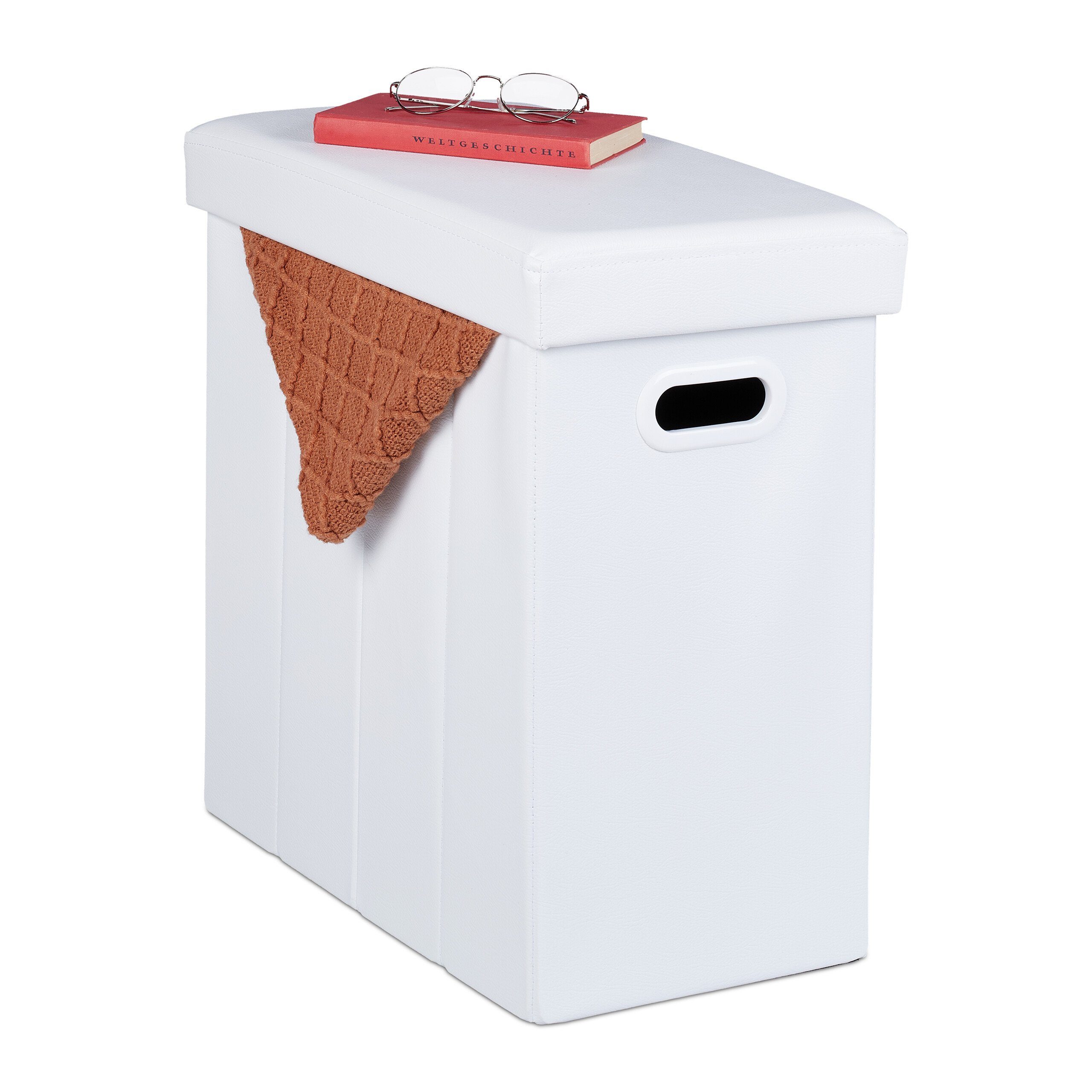 relaxdays Sitzhocker Weißer Sitzhocker Kunstleder günstig online kaufen