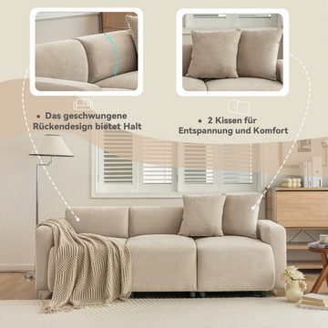 HAUSS SPLOE Sofa modernes Design Polstermöbel 3-Sitzer-Sofa Wohnzimmersofa, Sofa mit Dekokissen, Chenille