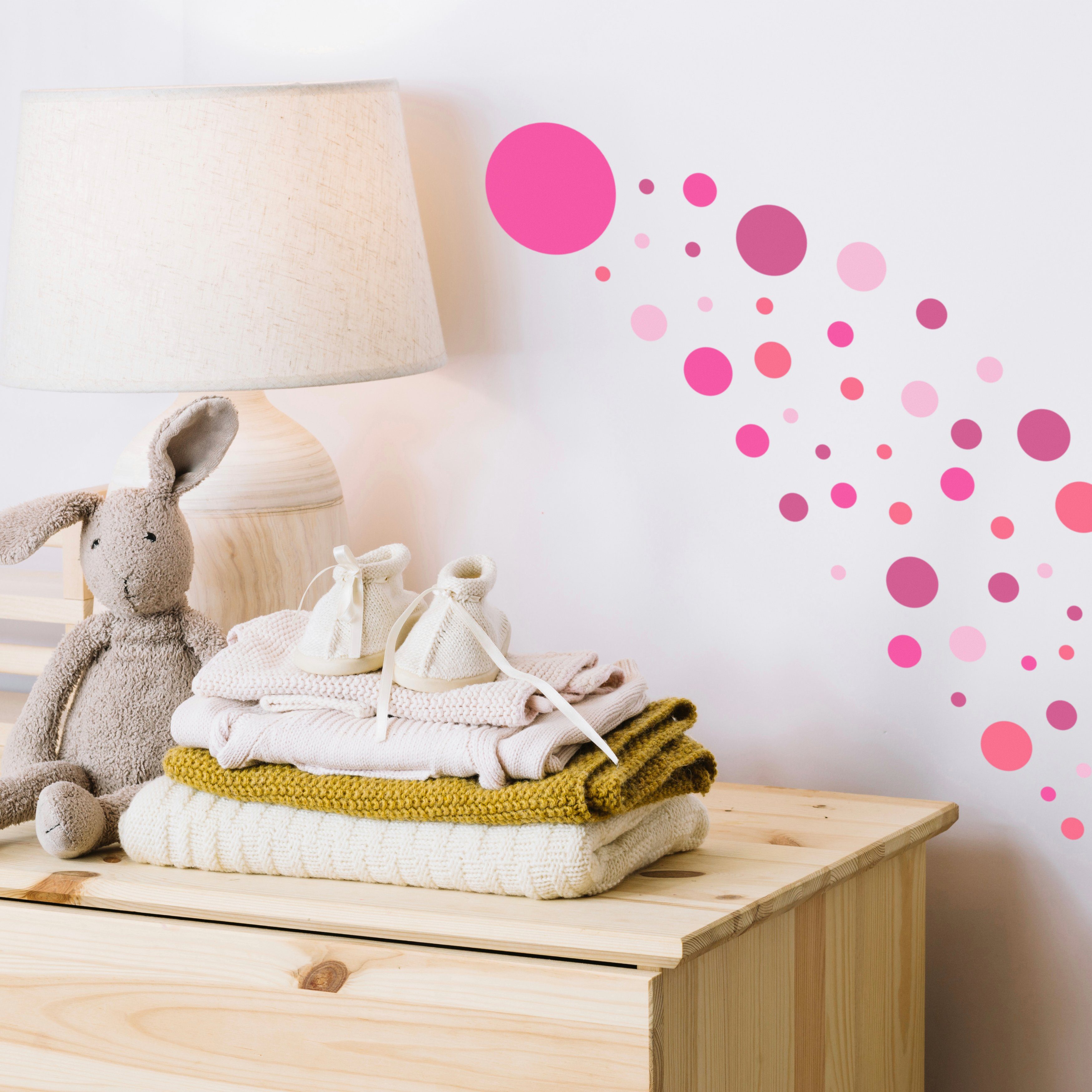 PUNALU Wandtattoo Kreis Babyzimmer rosa 1 Aufkleber, 176 selbstklebend, Stück Kinderzimmer abziehbar rückstandslos für Wandtattoo Set