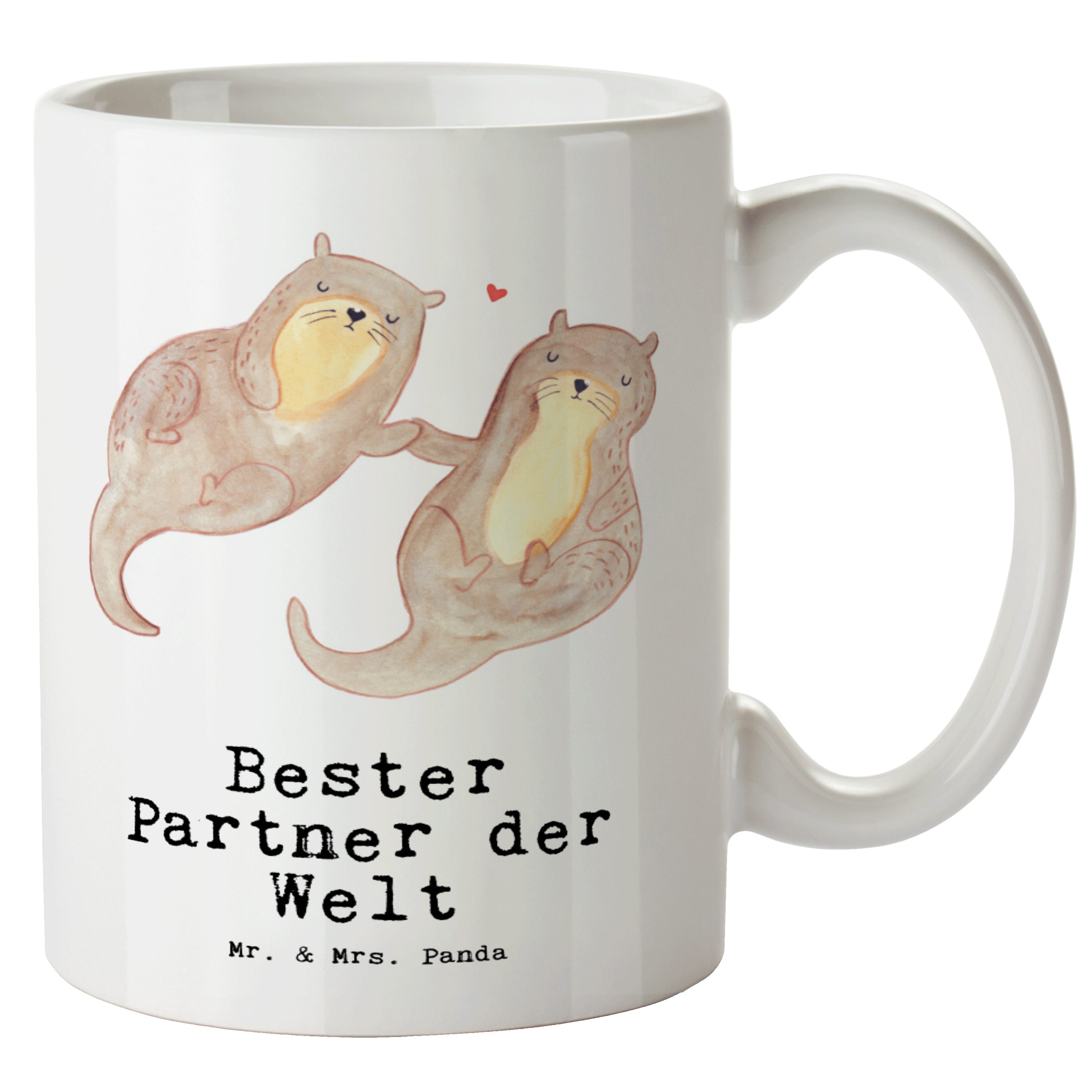 Mr. & Mrs. Panda Tasse Otter Bester Partner der Welt - Weiß - Geschenk, spülmaschinenfest, G, XL Tasse Keramik