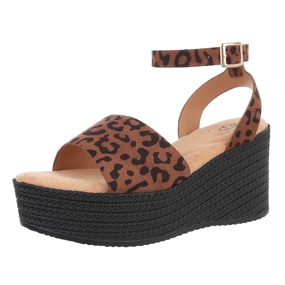 Ital-Design Elegante Komfort-Sandalen mit Plateau für jeden Anlass Plateausandaletten (89092123) Keilabsatz/Wedge Keilsandaletten in Braun