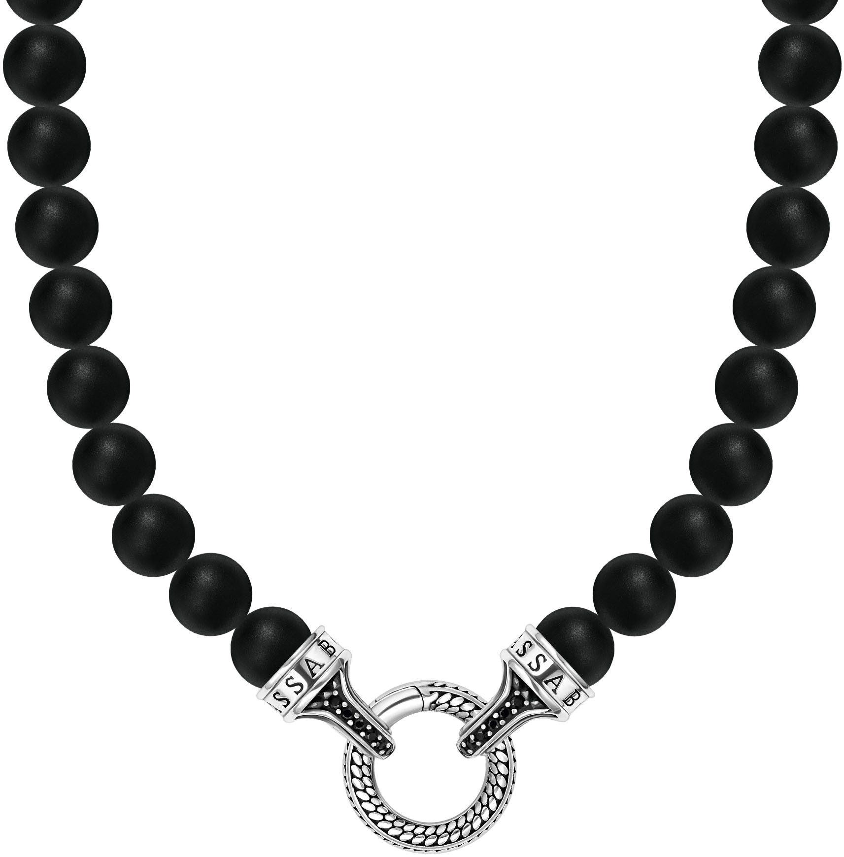 Valentinstagsgeschenk THOMAS SABO Kette ohne Anhänger Bead Necklace Obsidian, Beadskette, mit Zirkonia (synth), Obsidian, schwarz|silberfarben