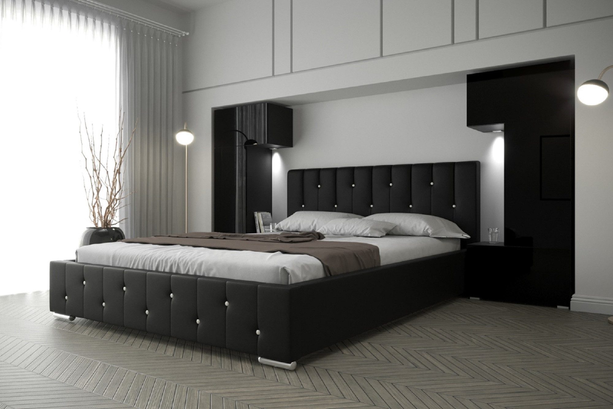 ROYAL24_MARKT Schlafzimmer-Set - Bett mit Panama Schränken, (Komplett Set, 6-St., Premium - Panama 3), Was Ihre Persönlichkeit und Ihren Lebensstil widerspiegelt.