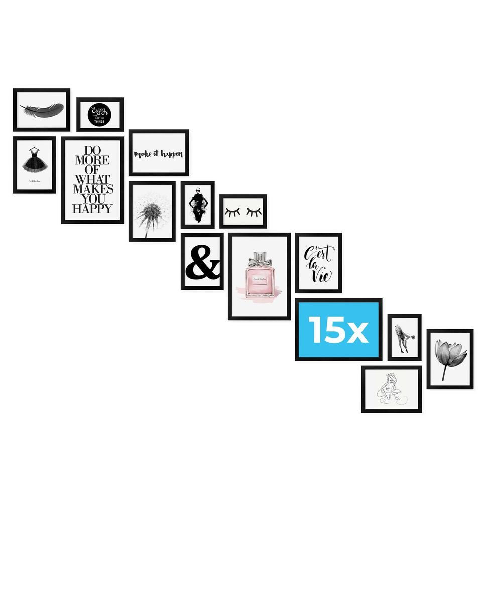 PHOTOLINI Bilderrahmen 15er Set No.2 Poster-Rahmen in verschiedenen Formate günstig online kaufen