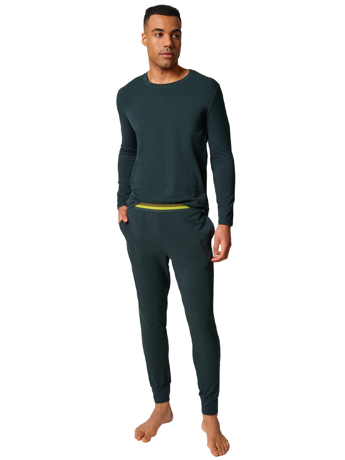 Skiny Pyjama Herren Pyjama lang Slumberline (Stück, 1 tlg) Hautfreundlich, elastischer Bund, Uni, Basic
