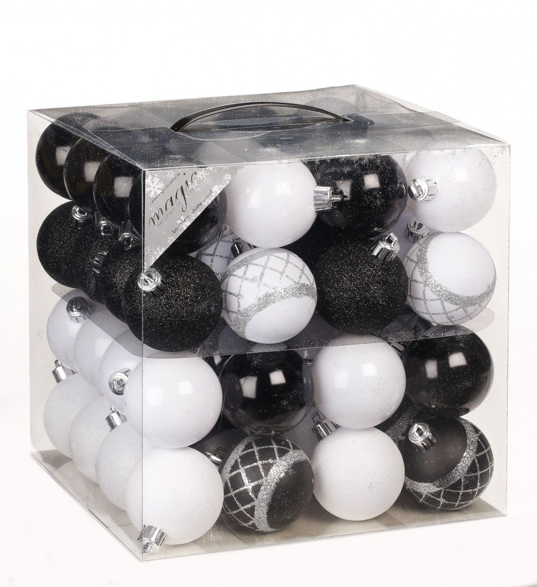 JACK Christbaumschmuck 64x Kunststoff Christbaumkugeln Ø 6cm Baum Kugeln inkl. Aufhänger, Mit praktischer Aufbewahrungsbox, Optik: matt / glänzend / glitzernd. Reduzierter Preis € 23,90. Unverbindliche Preisempfehlung € 44,95