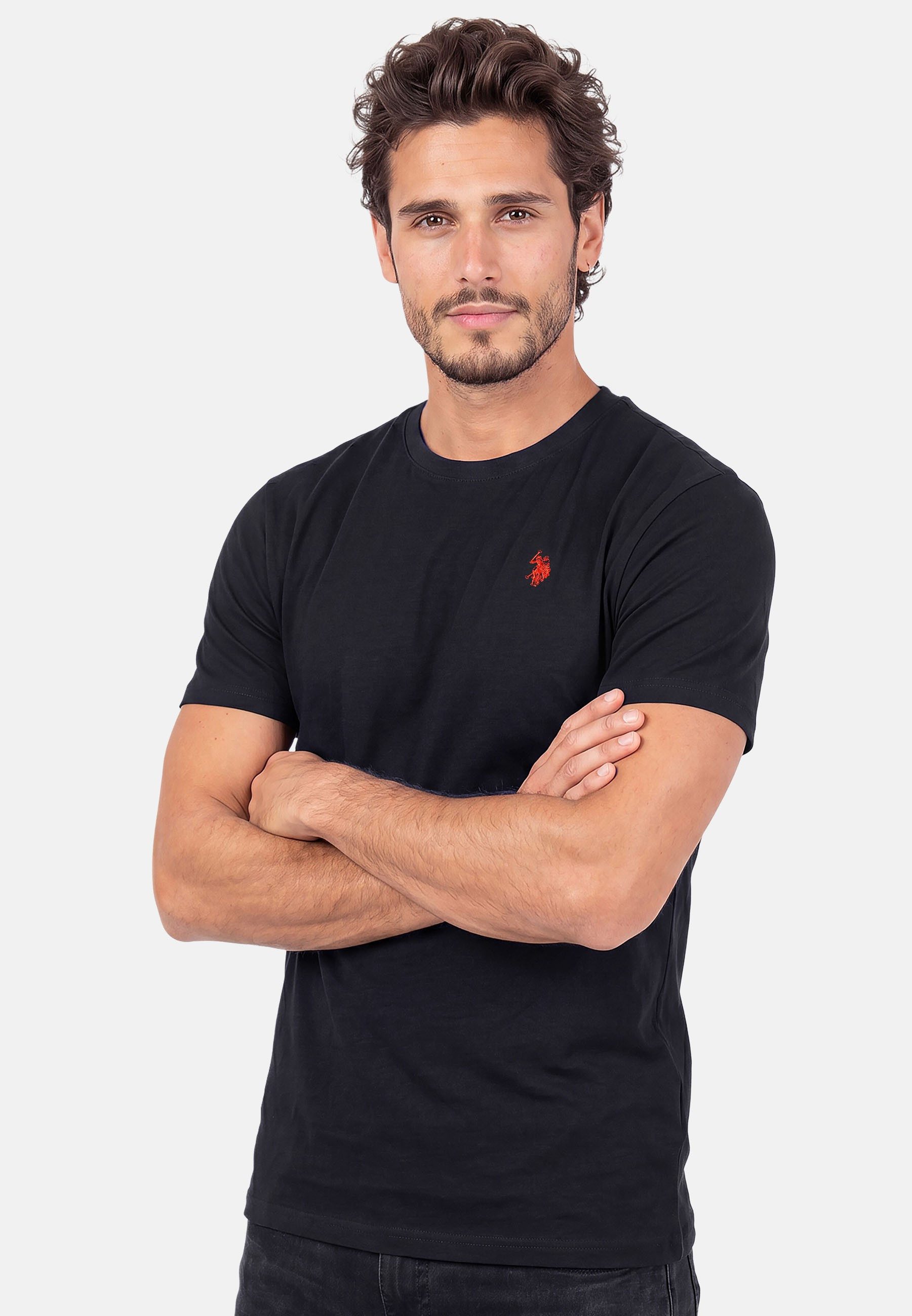 U.S. Polo Assn. T-Shirt USNaash – Herren Basic Shirt aus 100 % Baumwolle Klassischer Rundhalsausschnitt, weiches Material und Logo-Stickerei