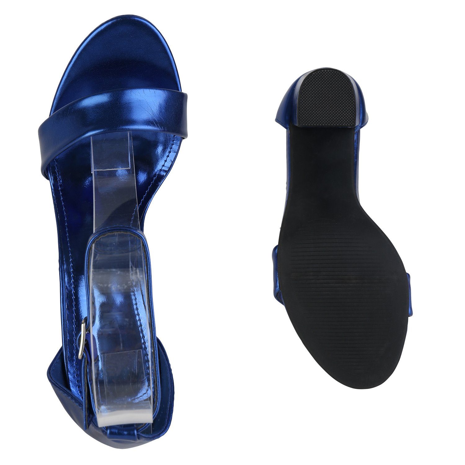 839904 HILL High-Heel-Sandalette Metallic Bequeme VAN Schuhe Blau