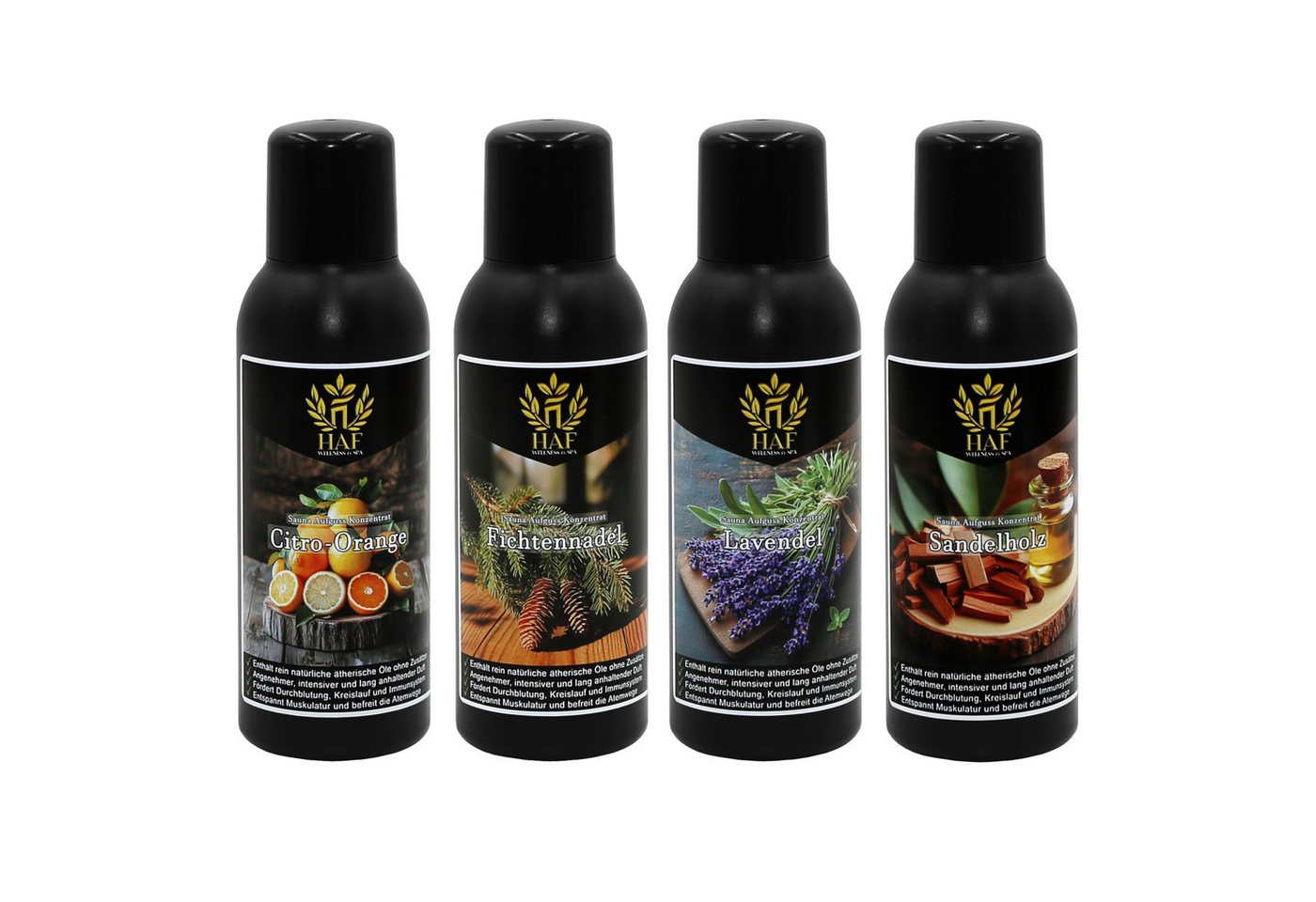 HAF Aufgusskonzentrat Sauna Aufguss Konzentrat 10 Sets in 4 Größen 400ml-1500ml Saunaaufguss, 400 ml, (Auswahl aus 10 verschiedenen Sets in den Größen:, 4x100ml, 6x100ml, 4x250ml, 6x250ml), Qualität: Made in Germany