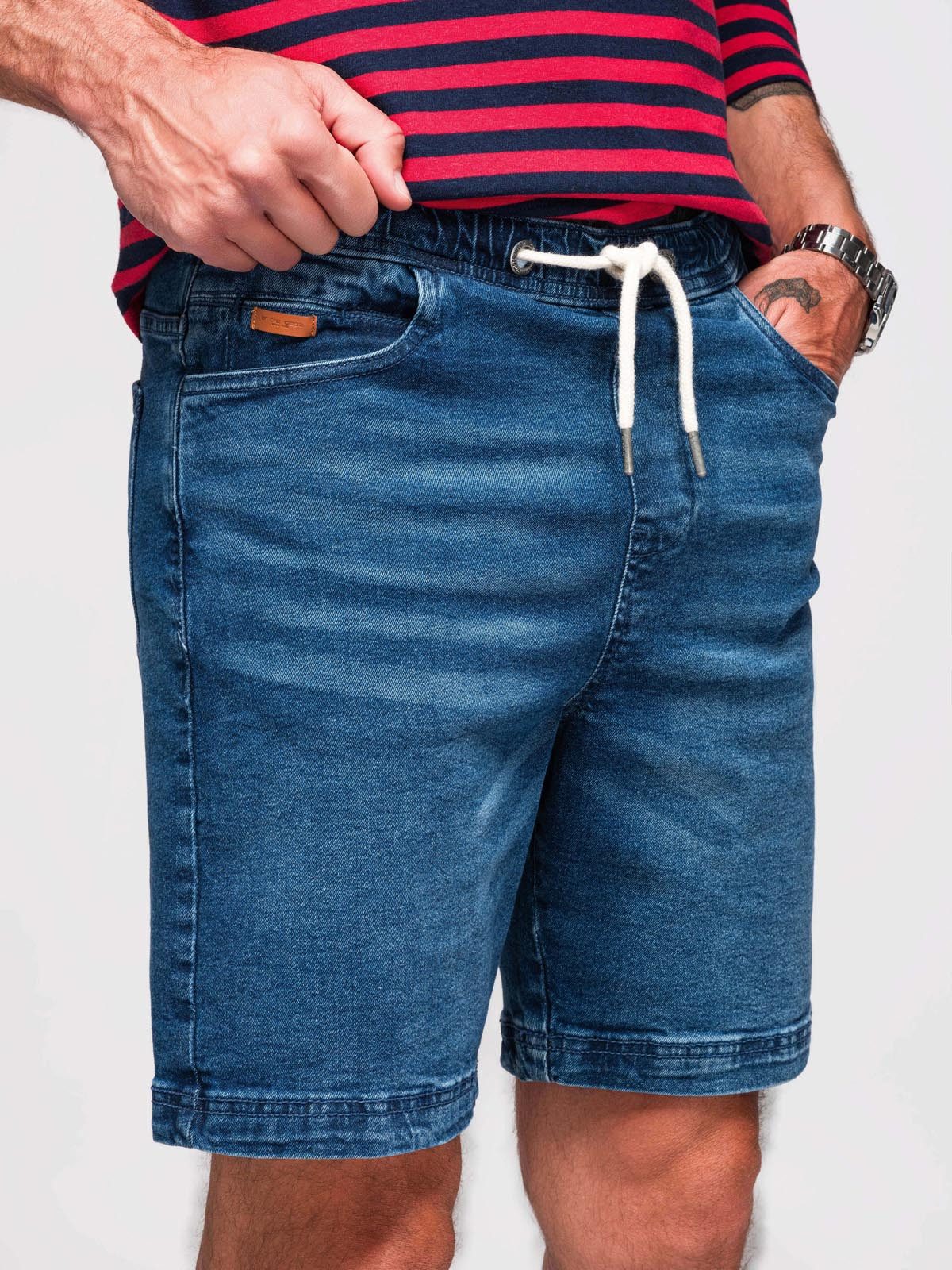 OMBRE Jeansshorts Herren Denim Shorts mit elastischem Bund Indigo M (kein Set, 1-tlg) – Bild 2 von 5