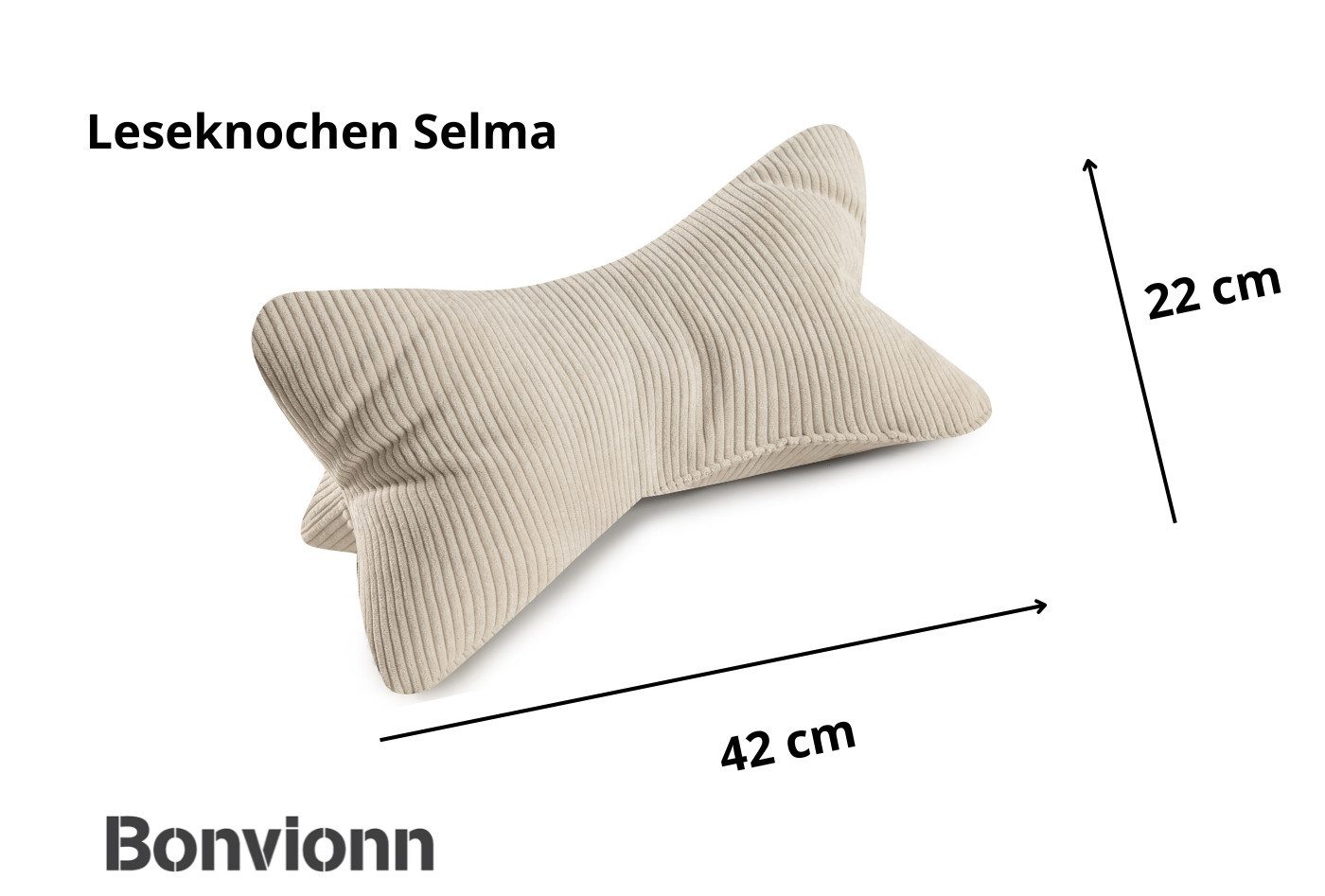 Bonvionn Dekokissen Zwei Leseknochen Selma Cord Look, ergonomische Form für Nacken- oder Lendenstütze Flexible Stütze