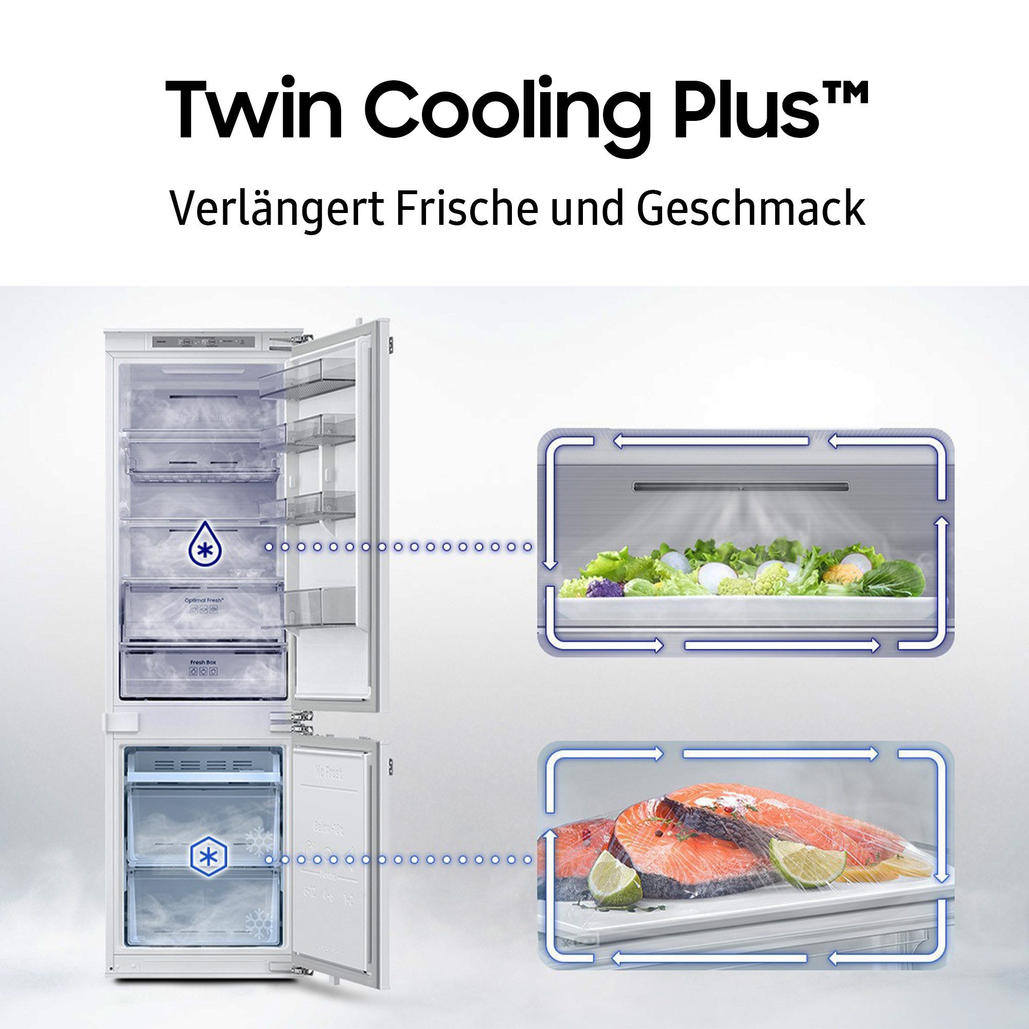 Samsung Einbaukühlgefrierkombination BRB8OF BRB80F26ACFO, 177,5 cm hoch, 54 cm breit, Optimal Fresh+ - Langanhaltende Frische für Fleisch und Fisch