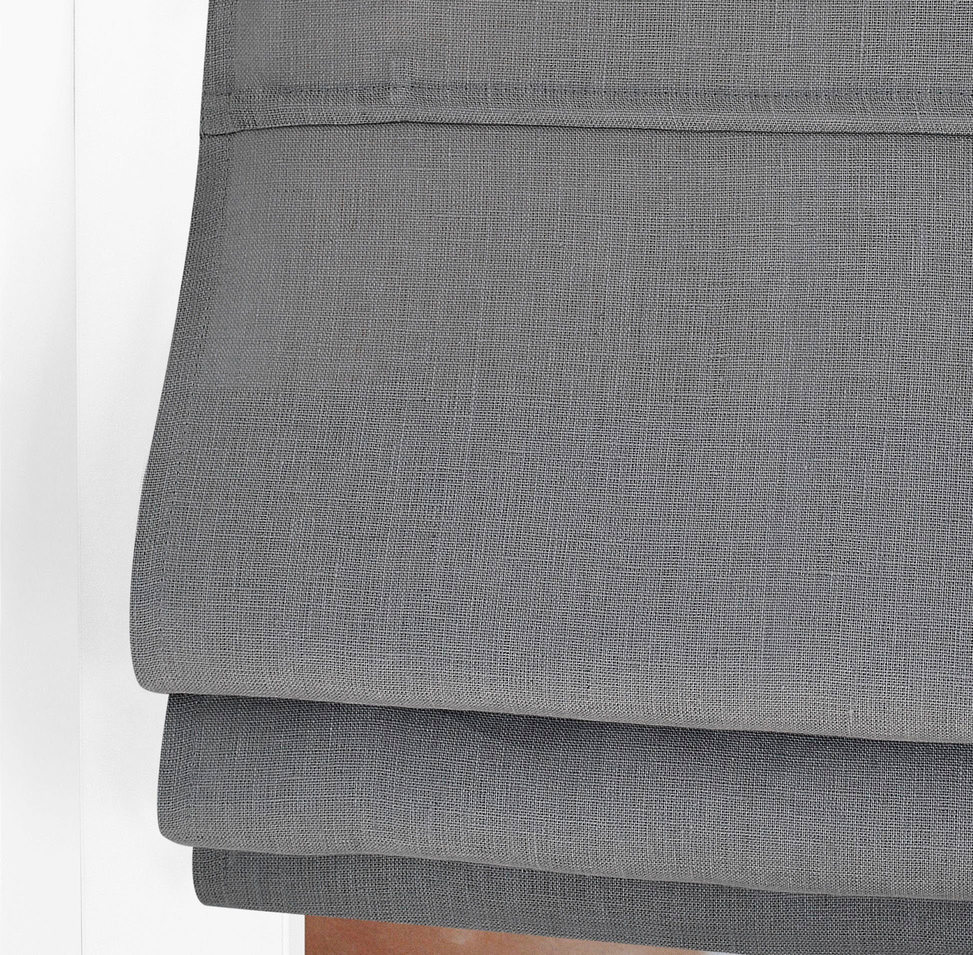 Kutti Raffrollo Metis, mit Hakenaufhängung, ohne Bohren, einfarbig, blickdicht, 100% Leinen, mit Edelstahlhaken, pflegeleicht