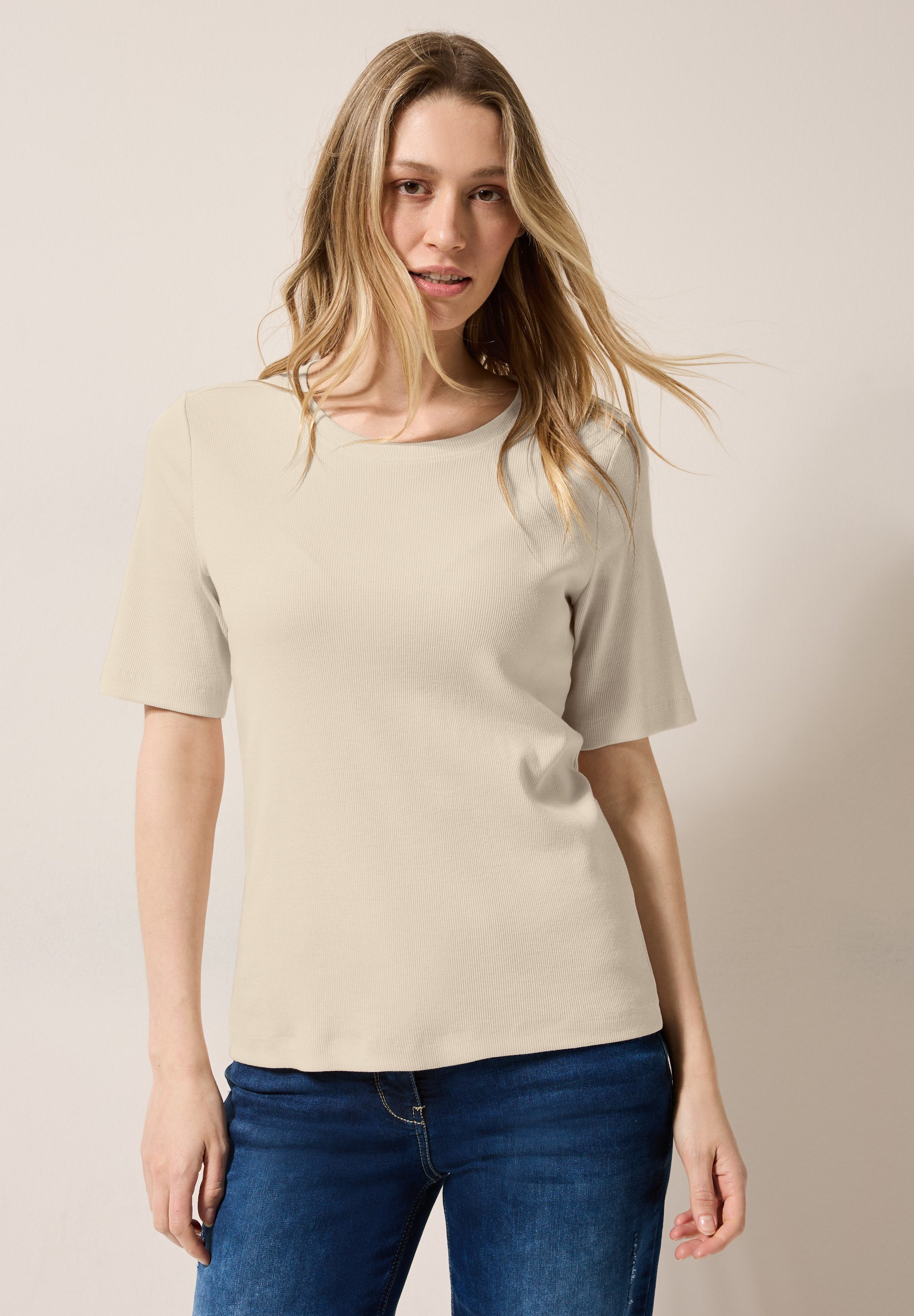 CECIL T-Shirt mit feiner Ripp Struktur günstig online kaufen