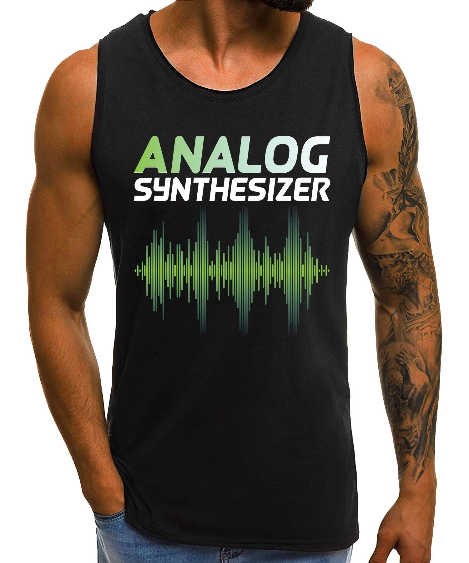 Analog Herren (1-St) Tank-Top Elektronische Achselhemd Formatee Musiker Synthesizer - Quattro