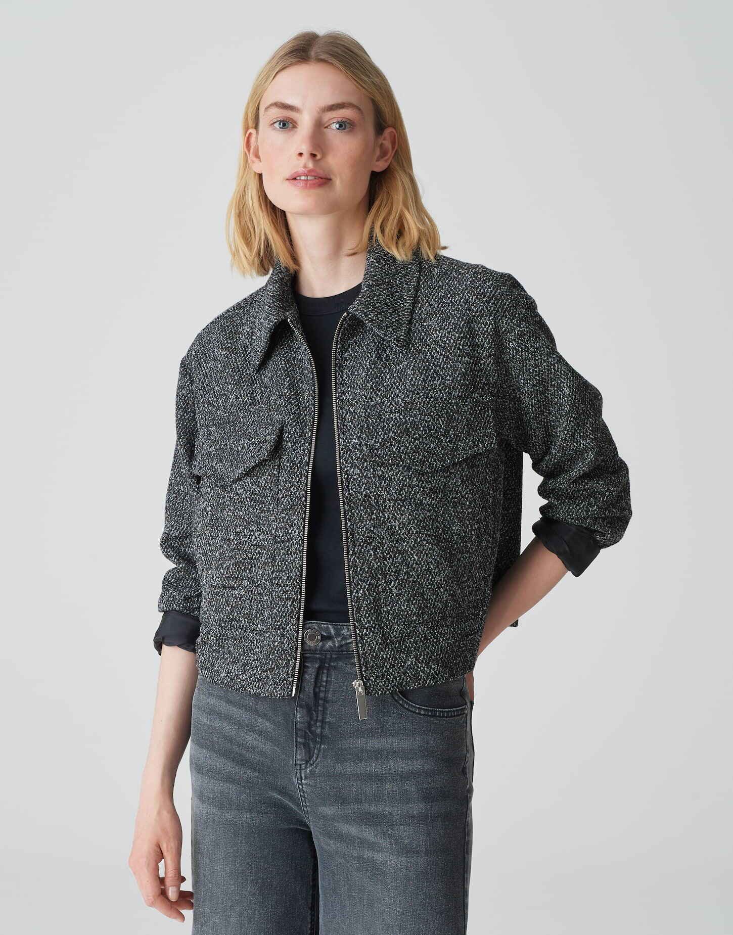 Jackenblazer Kurzjacke JASKO Boxy Fit aus Baumwoll Mix