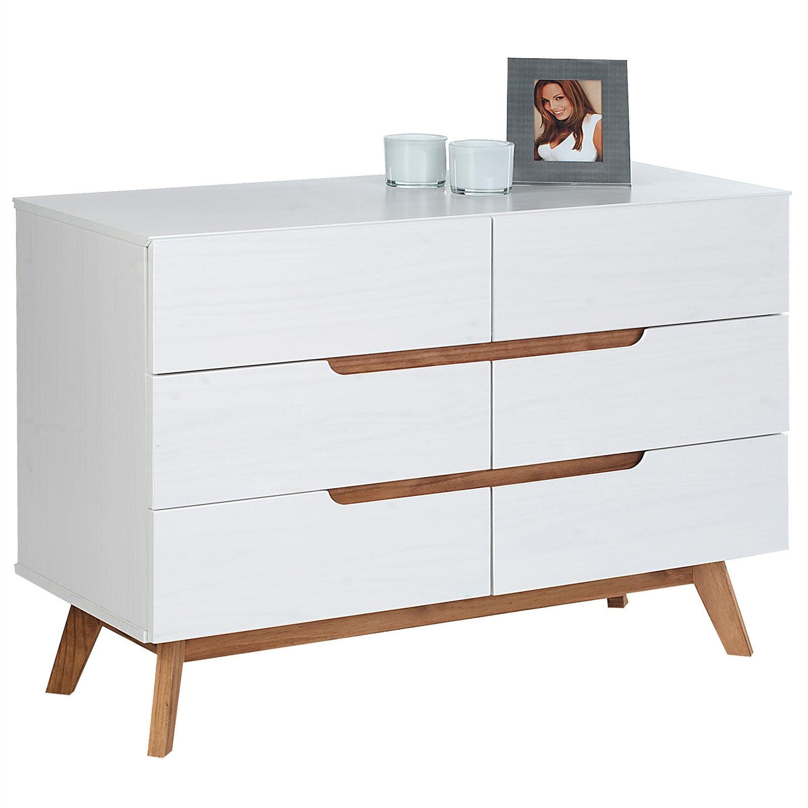 IDIMEX Kommode TIBOR, Sideboard Schubladenkommode skandinavisch Anrichte Kiefer massiv weiß