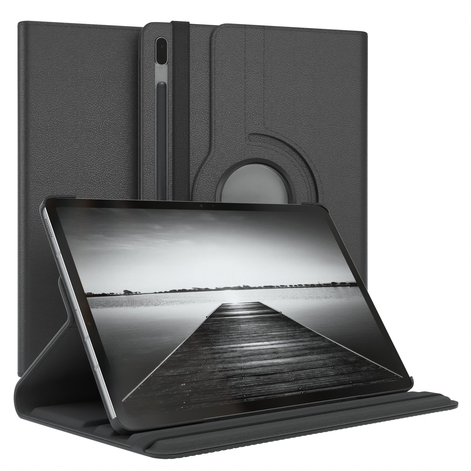 EAZY CASE Tablet-Hülle Rotation Case für Samsung Galaxy Tab S7 FE / 5G 12,4 Zoll, Hülle 360° drehbar mit Standfunktion Etui Anti-Kratz Tasche Schwarz