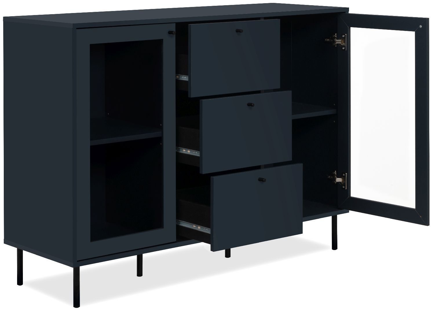 Finori Kommode, Navy blau, Softclose, Modern, Höhenverstellbar, 120 x 90 x 40 cm