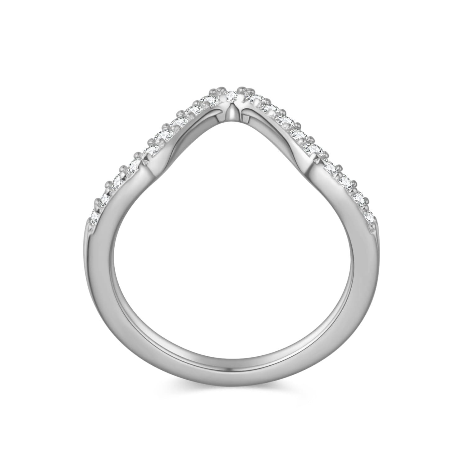 Lisandra Scott Silberring V-Form Ring aus 925 Sterlingsilber mit funkelnden Zirkonia Steinen, stilvoller V-Glanz für jeden Moment