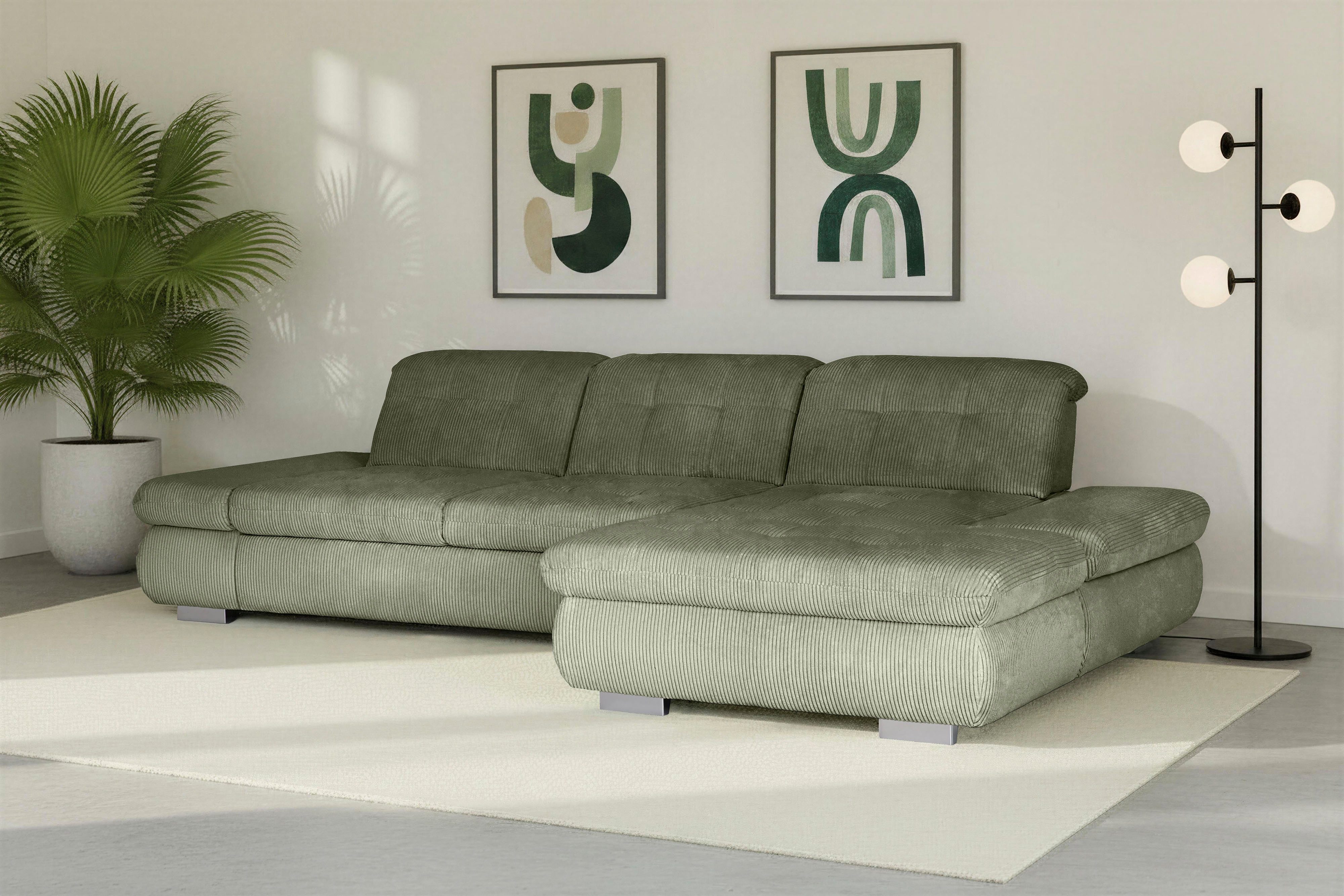 Die PlanBar Ecksofa MP-IN17004 L-Form, Breite 331 cm, Federkern-Polsterung, inkl. Sitztiefenverstellung, wahlweise weitere Funktionen
