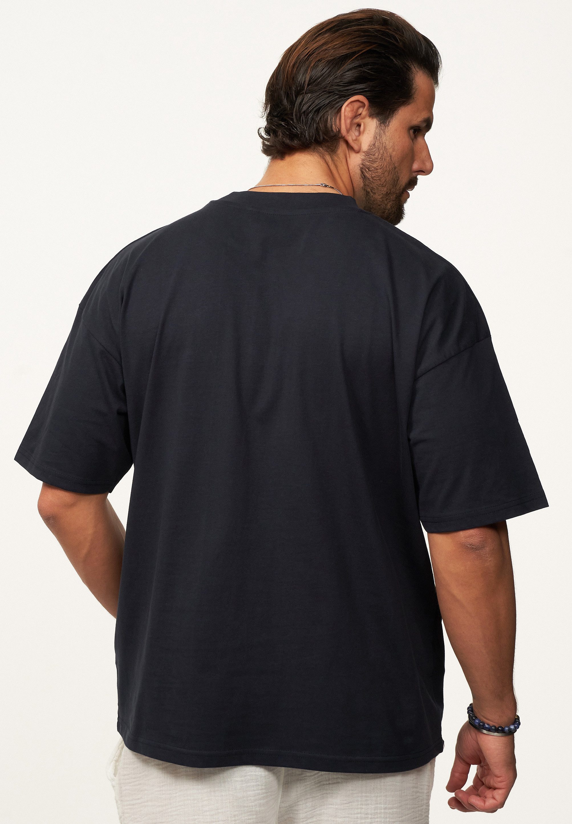 SOULSTAR T-Shirt mit Stickerei Herren Oversize-Fit Kurzarm Shirt mit Rundhals-Ausschnitt