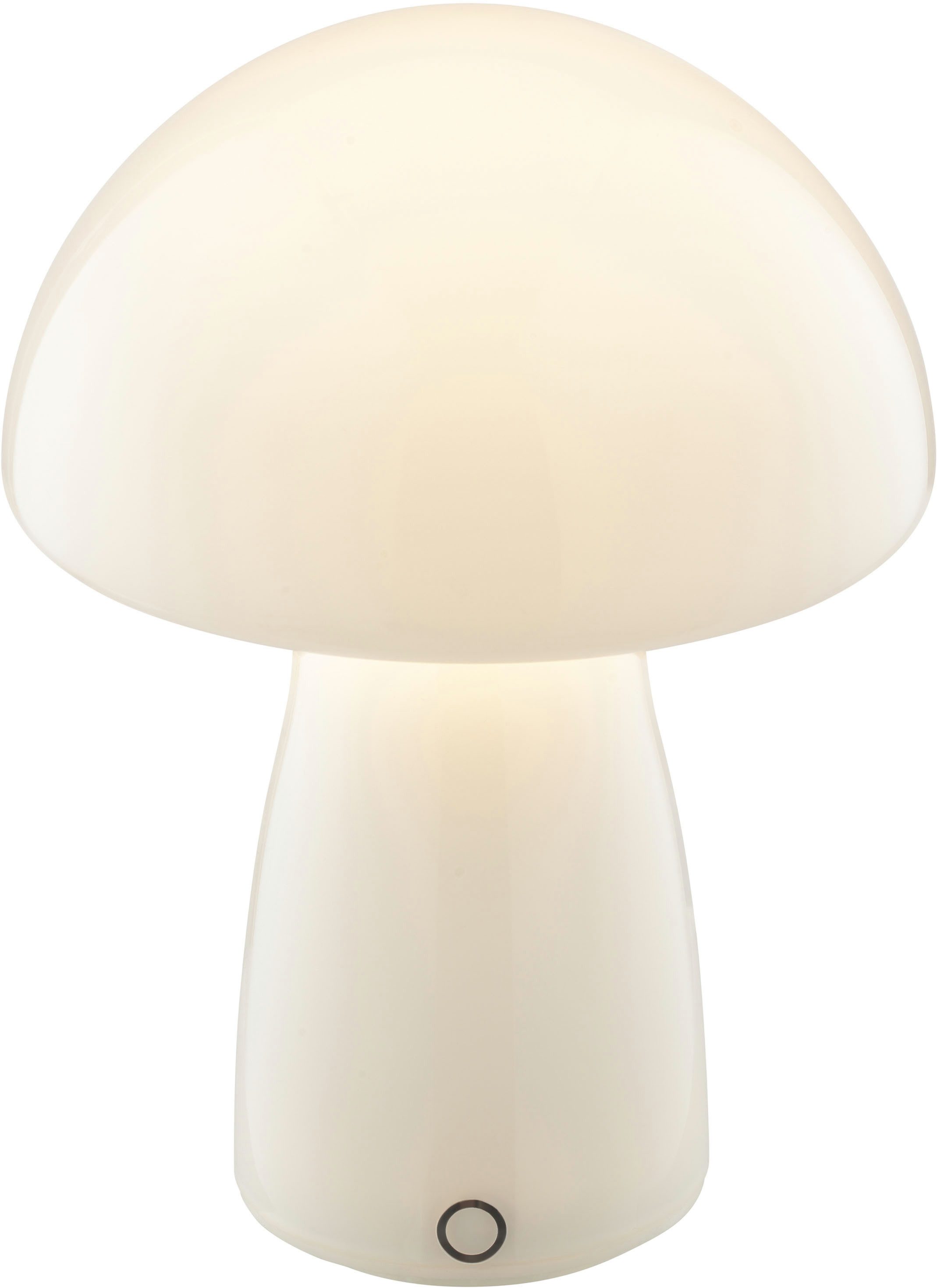 Brilliant LED Tischleuchte Erik, Dimmfunktion, LED fest integriert, Warmweiß, Pilzleuchte aus Glas mit Akku, 250 lm, 2700 K, H 22 cm, dimmbar