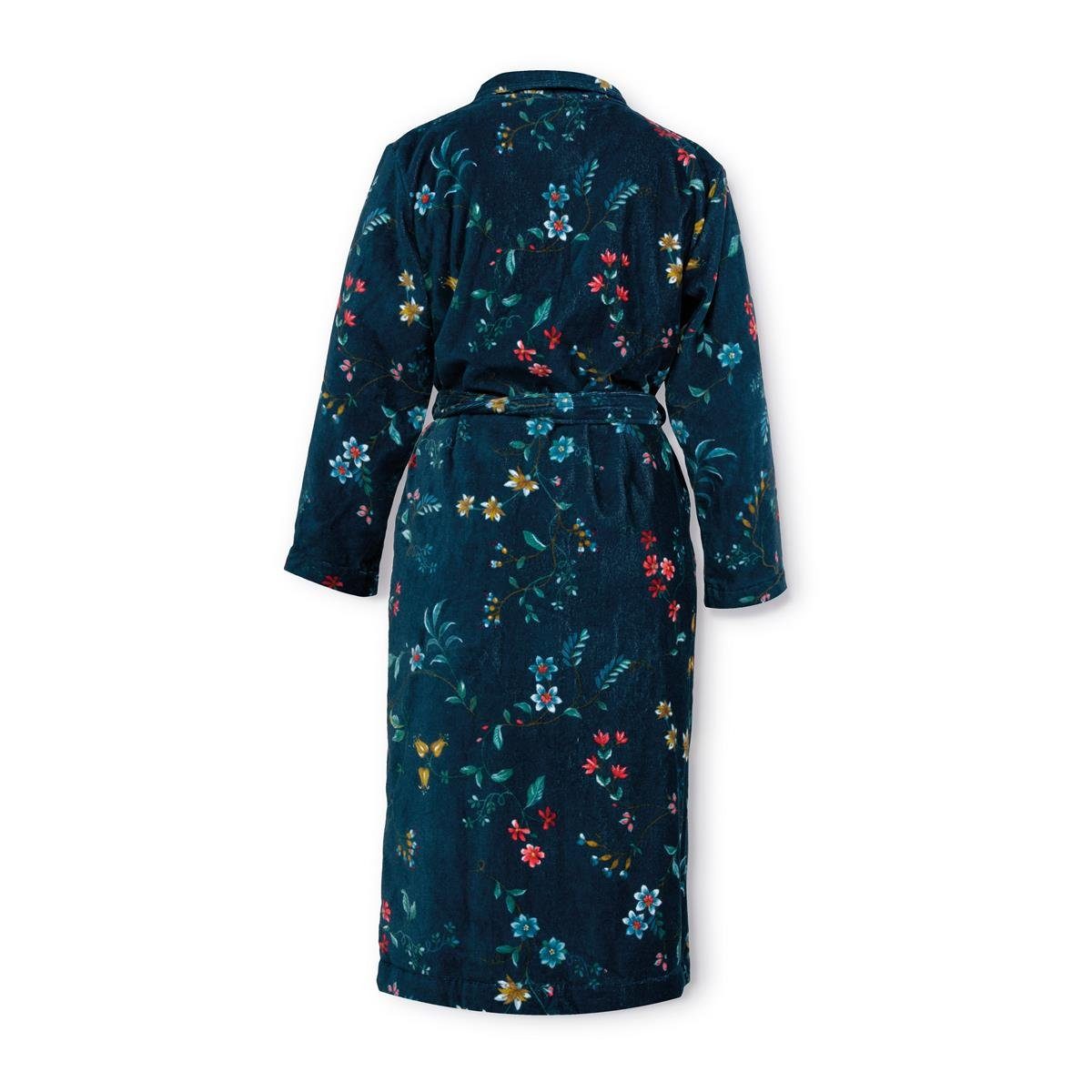 PiP Studio Bademantel Les Fleurs Bathrobe Dark Blue Xxl Dunkelblau 100% Cotton, terry v, Bademantel Damen und Herren Morgenmantel Frottee