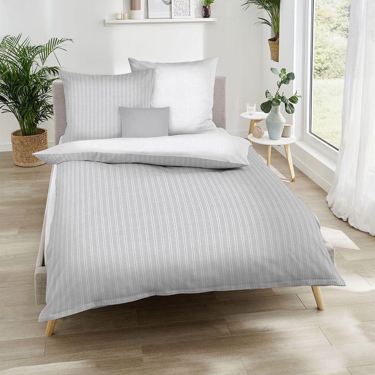 TRAUMSCHLAF Bettwäsche Combo silber, Biber, 2 teilig, kuschelig warme Biber günstig online kaufen