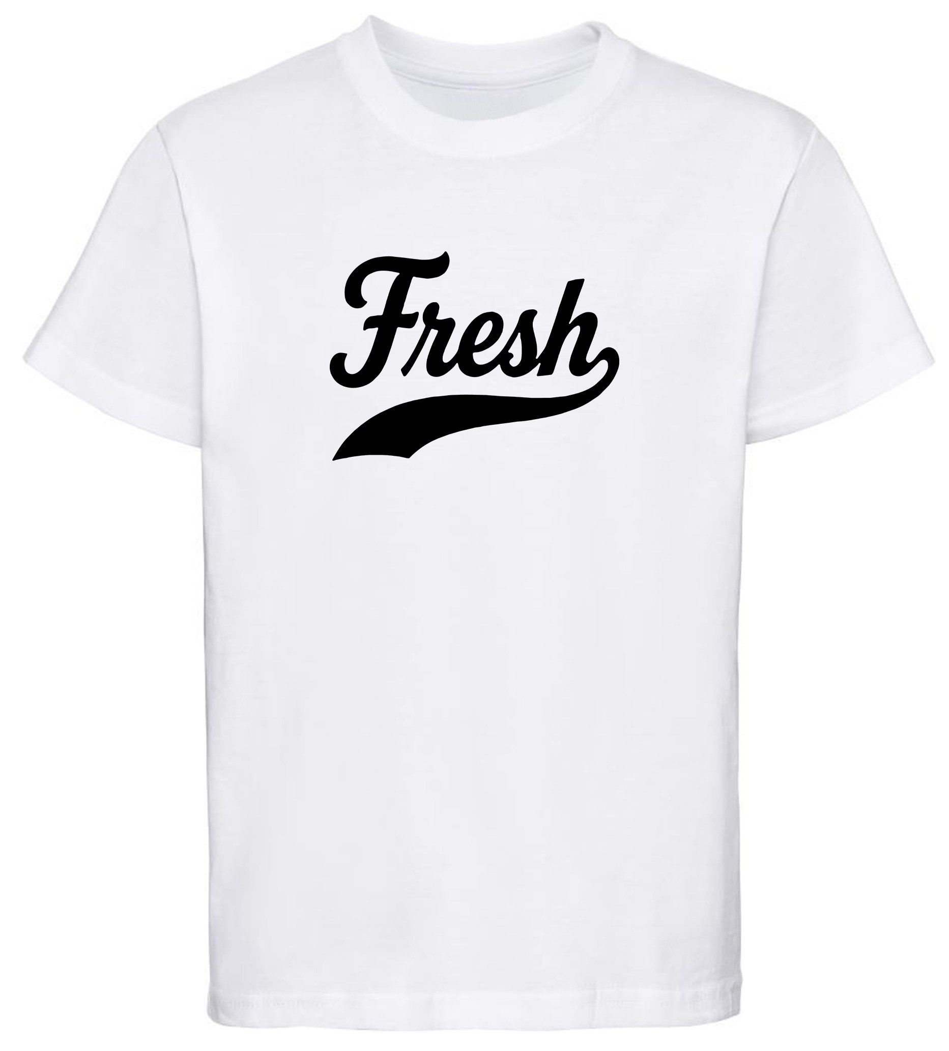 MyDesign24 T-Shirt Kinder T-Shirt "Fresh" Sprüche Shirt Kurzarm T-Shirt weiß Gr.134/140 Regular Fit i925