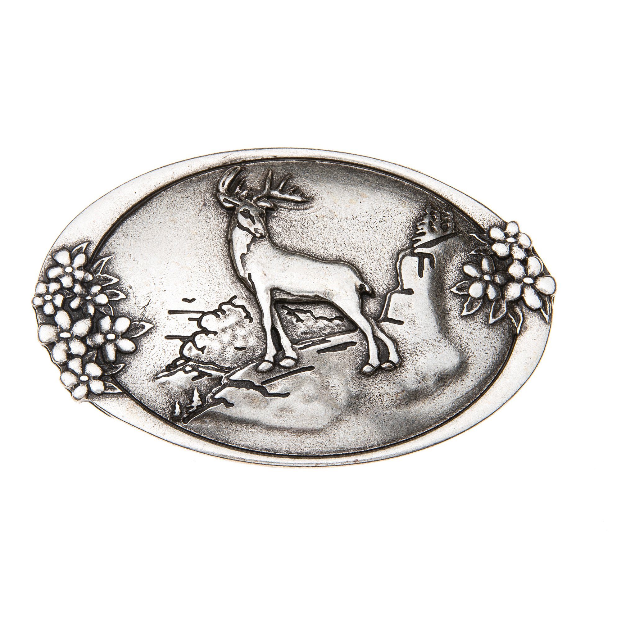Der Trachtler Gürtelschnalle Wechselschnalle Gürtelschließe Buckle "Waldliebe" mit Hirschmotiv - 40mm