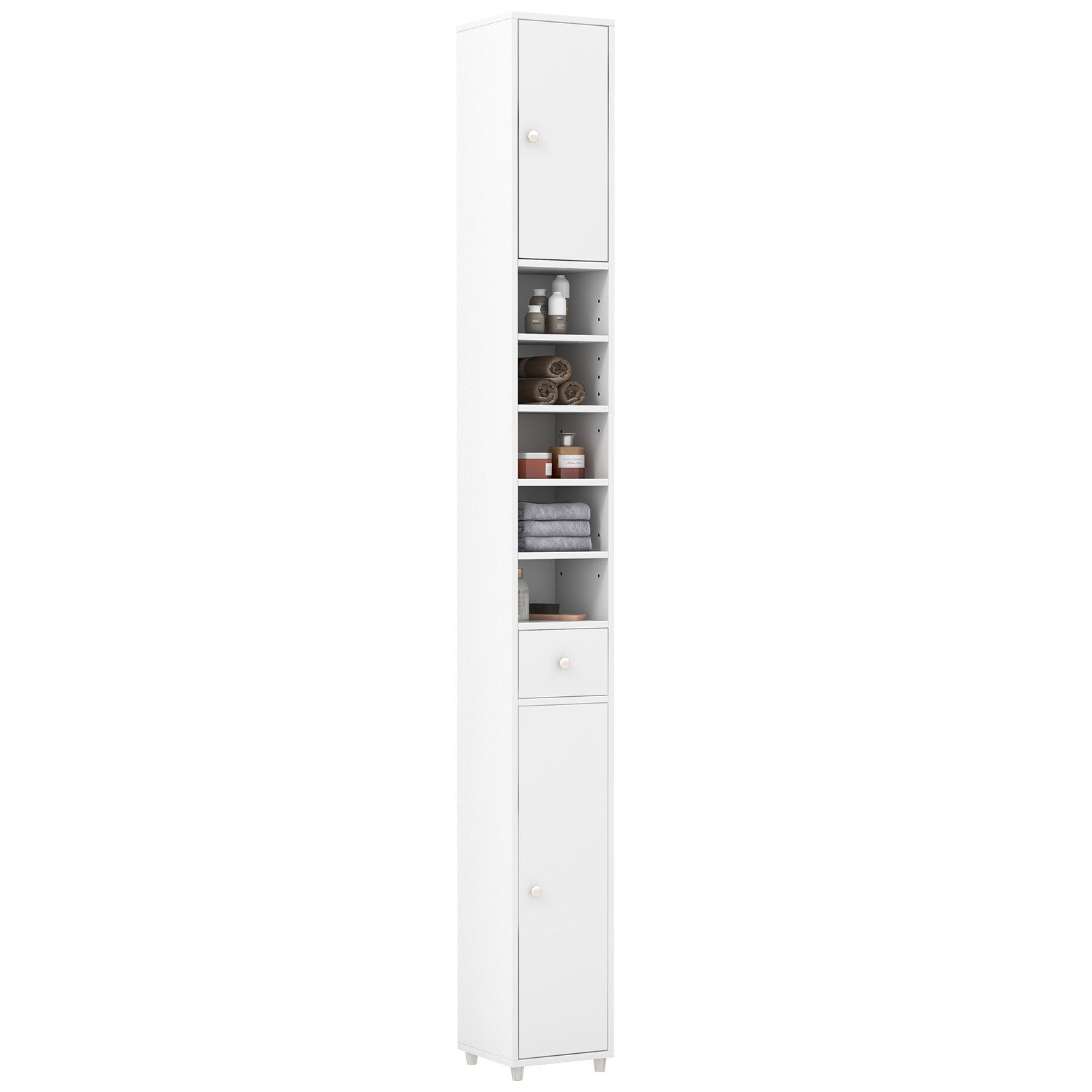COSTWAY Hochschrank Badschrank schmal, mit Schublade, günstig online kaufen