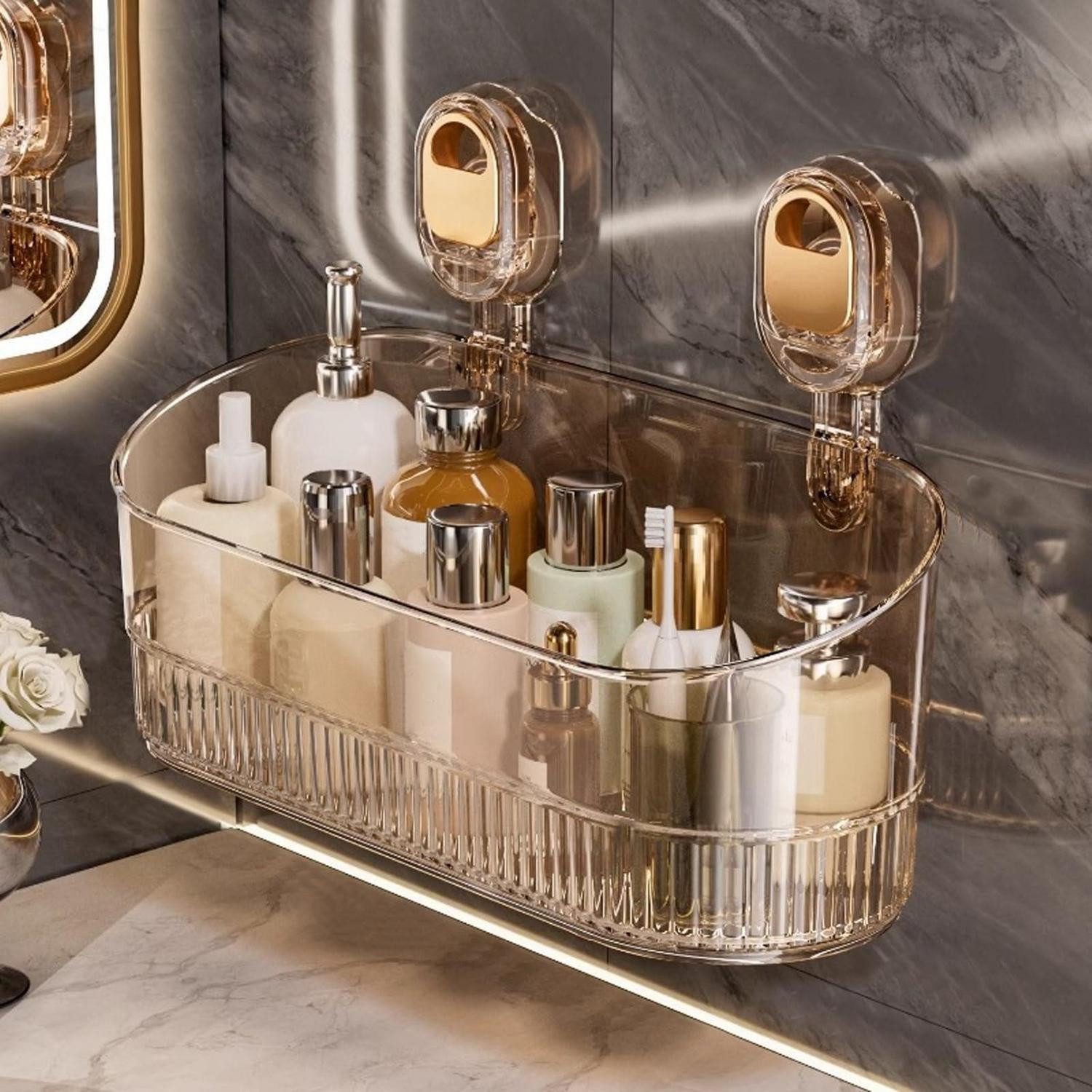 LuxusKollektion Duschablage Duschablage ohne Bohren PET Gold, 1-tlg.