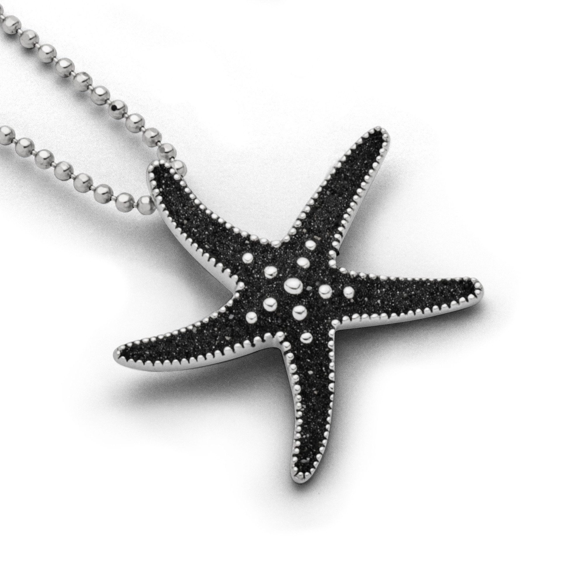 DUR Kettenanhänger P2906 Seestern – Lavasand & 925er Silber, maritimer Schmuck 33 mm
