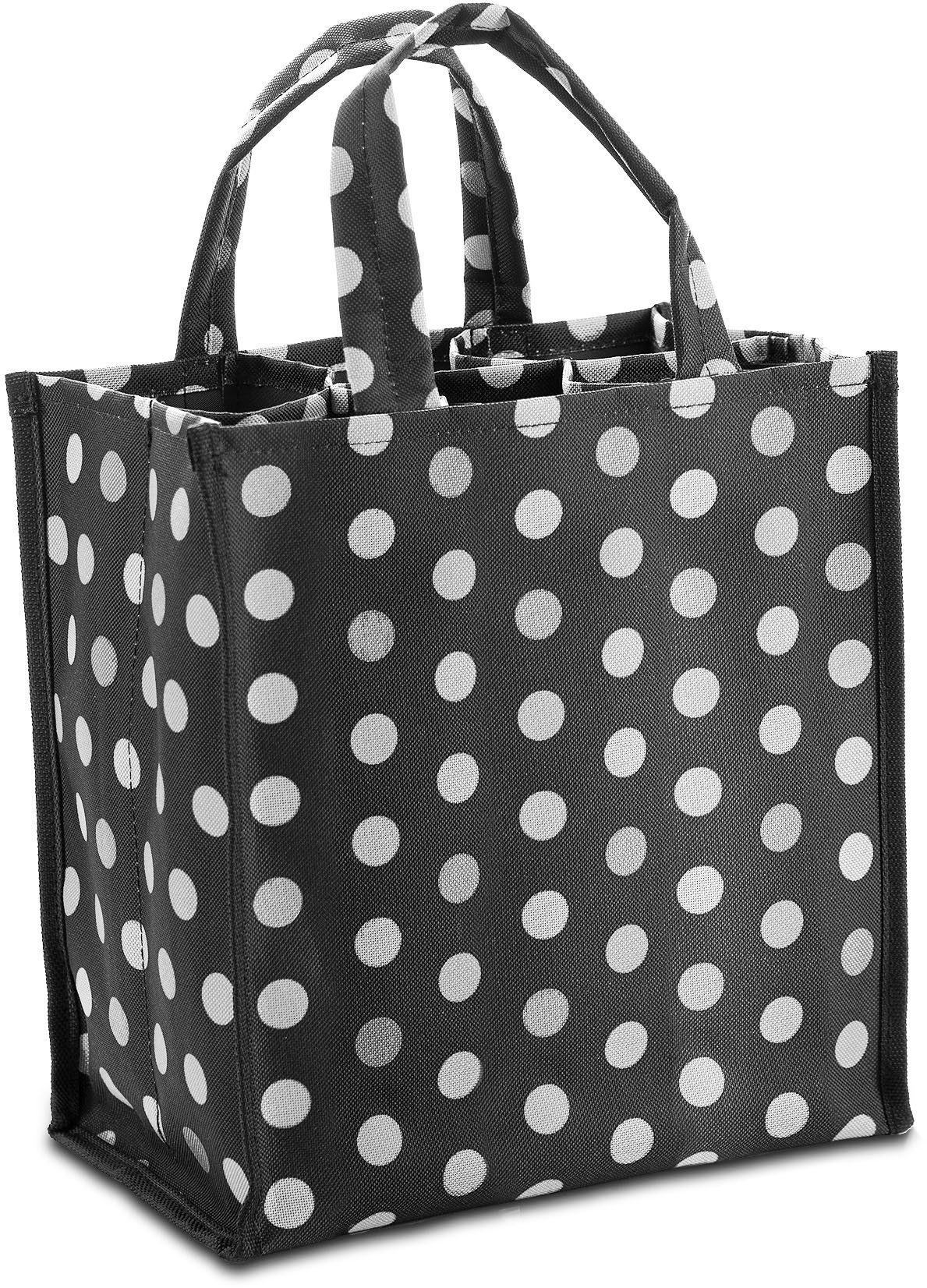 Genius Flaschenkorb Flaschentasche, grau mit weißen Punkten, praktische Tra günstig online kaufen