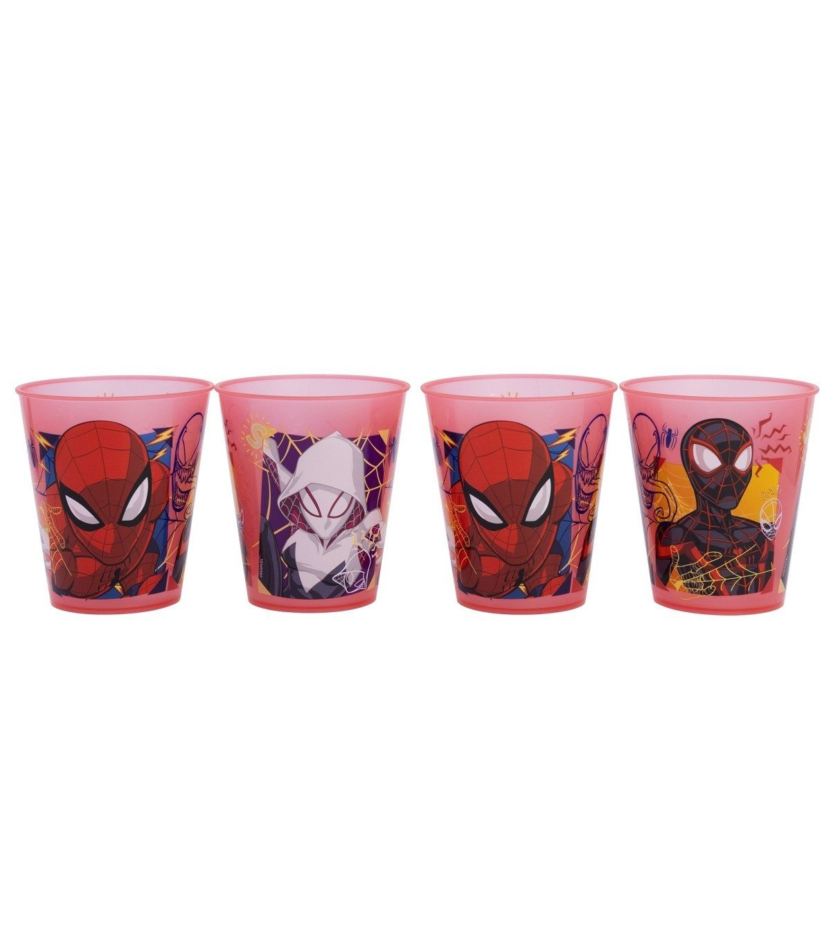 Spiderman Becher Kinder Becher Set 4 teilig 285 ml aus Polypropylen