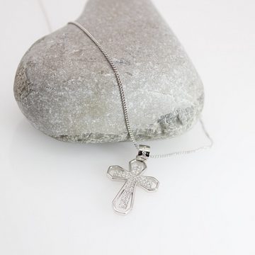 ELLAWIL Silberkette Damen Kette mit Kreuzanhänger Halskette Schmuck Kreuzkette (Kettenlänge 50 cm, Sterling Silber 925), inklusive Geschenkschachtel