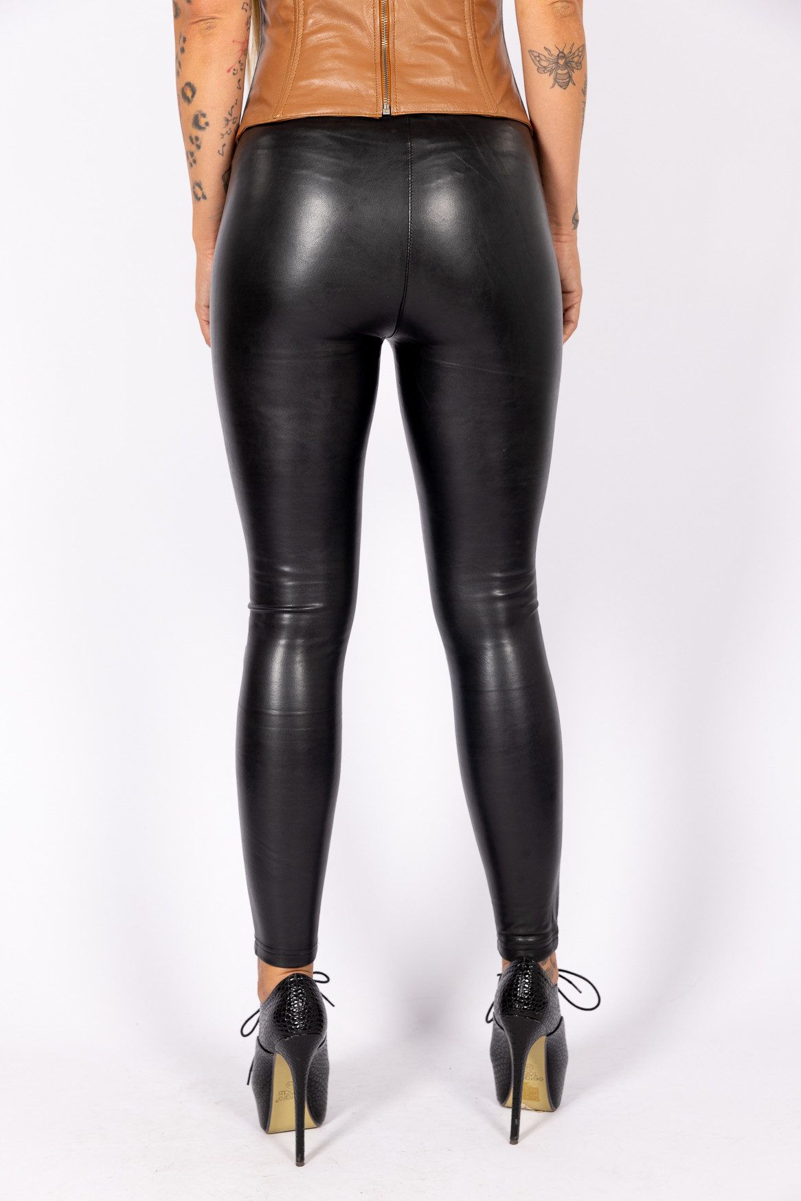 Be Noble Lederimitathose Leggings schwarz hohe Taille