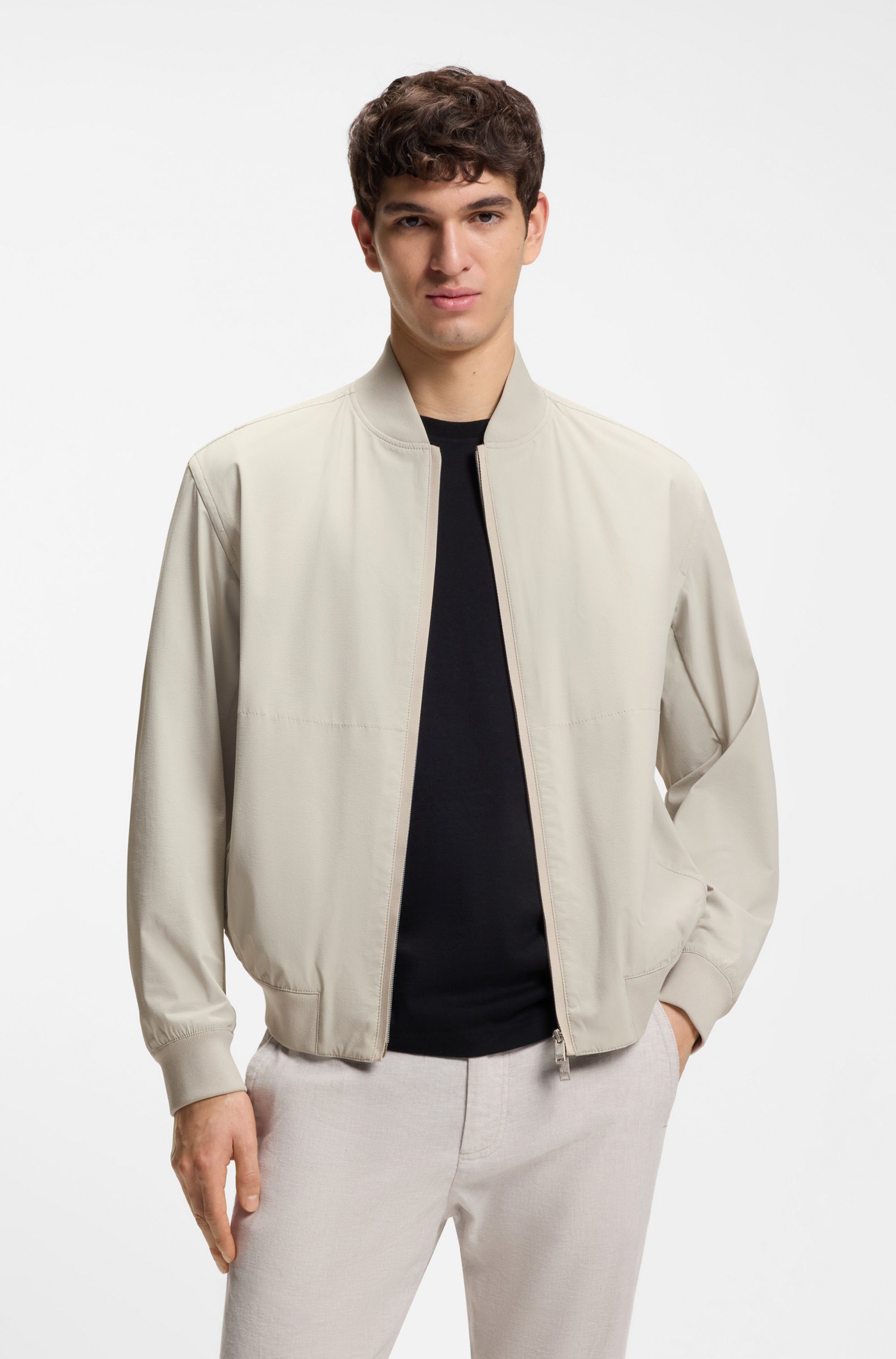 Boss Orange Blouson Osruf Rippbündchen, Regular Fit, 2-wege-Reißverschluss