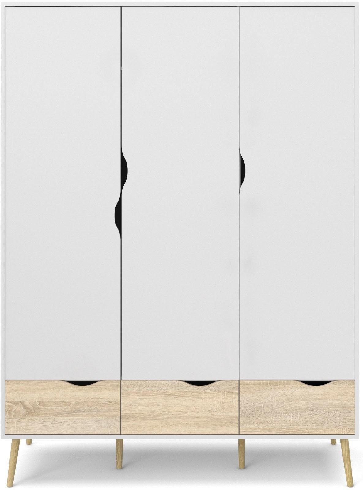 andas Drehtürenschrank Oslo, Kleiderschrank mit Schubkästen, Stauraum mit 2 oder 3 Türen, Breite 99 oder 150 cm, Höhe je 200 cm